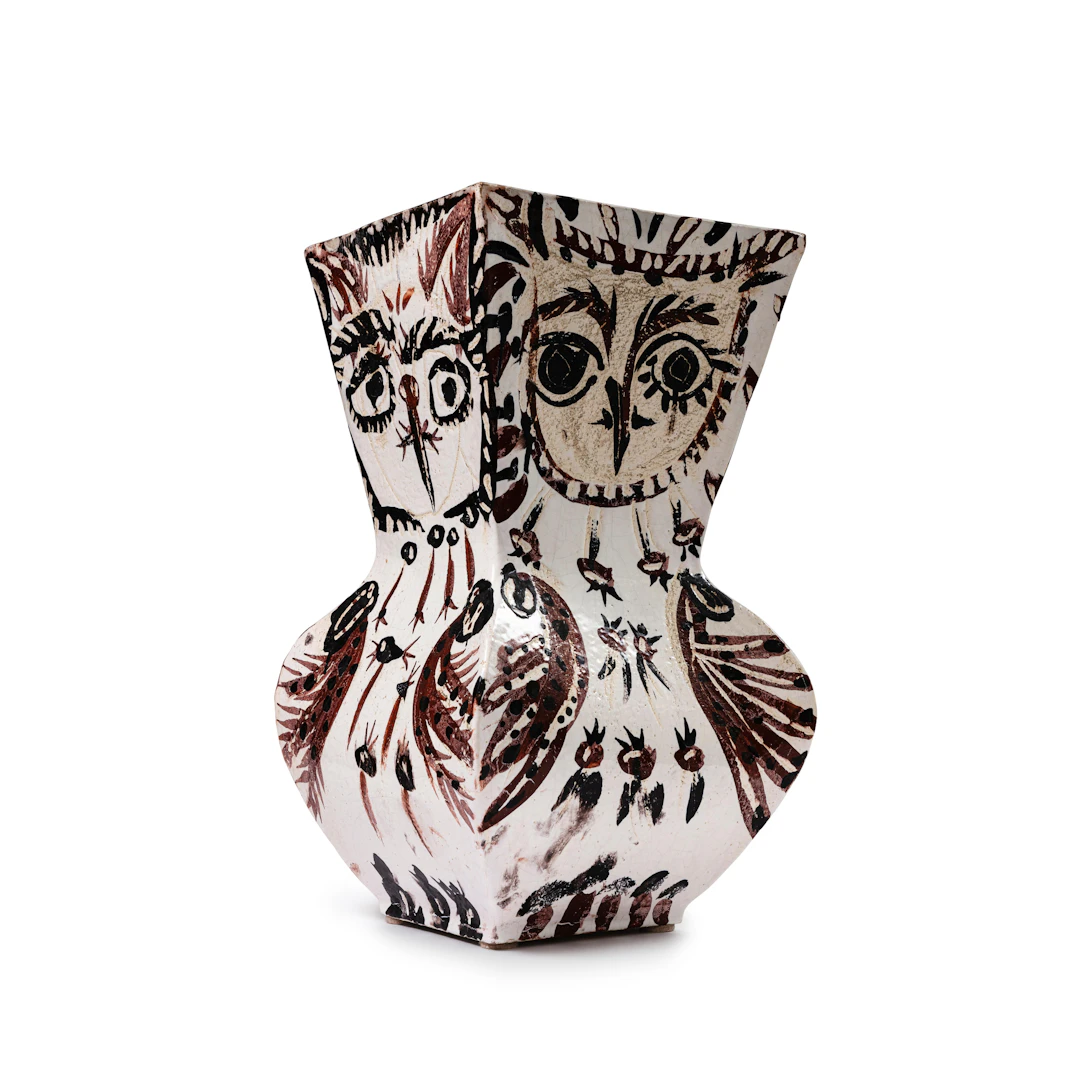 Grand vase carré hibou