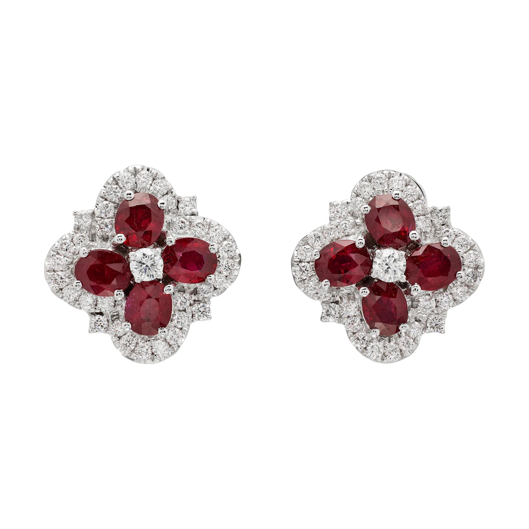 White Gold, 3.63ctw Ruby and Diamond Earrings