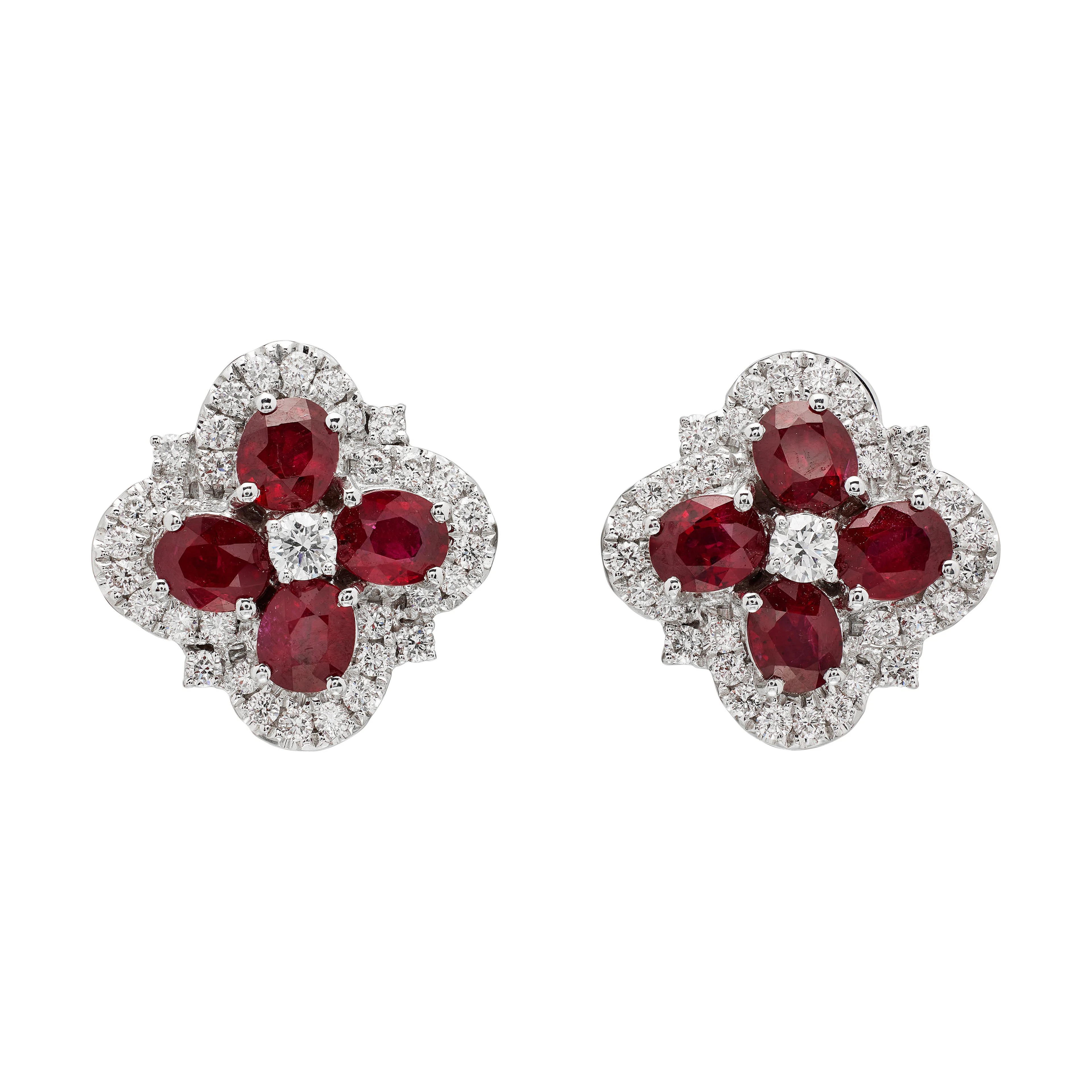 White Gold, 3.63ctw Ruby and Diamond Earrings