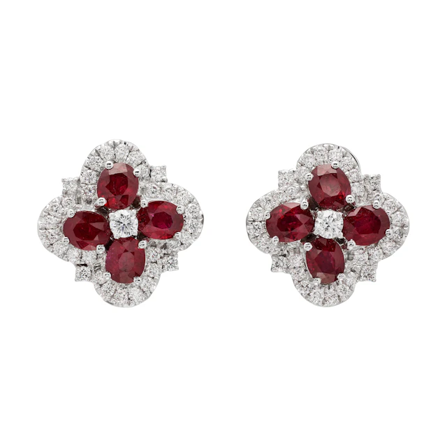 White Gold, 3.63ctw Ruby and Diamond Earrings
