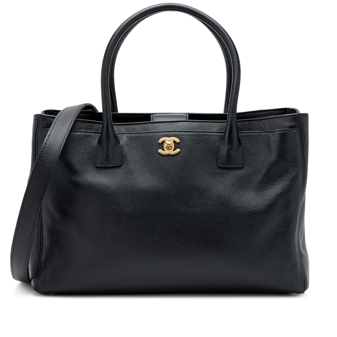 Black Calfskin Cerf Executive Shopper Tote Gold Hardware, 2011-2012