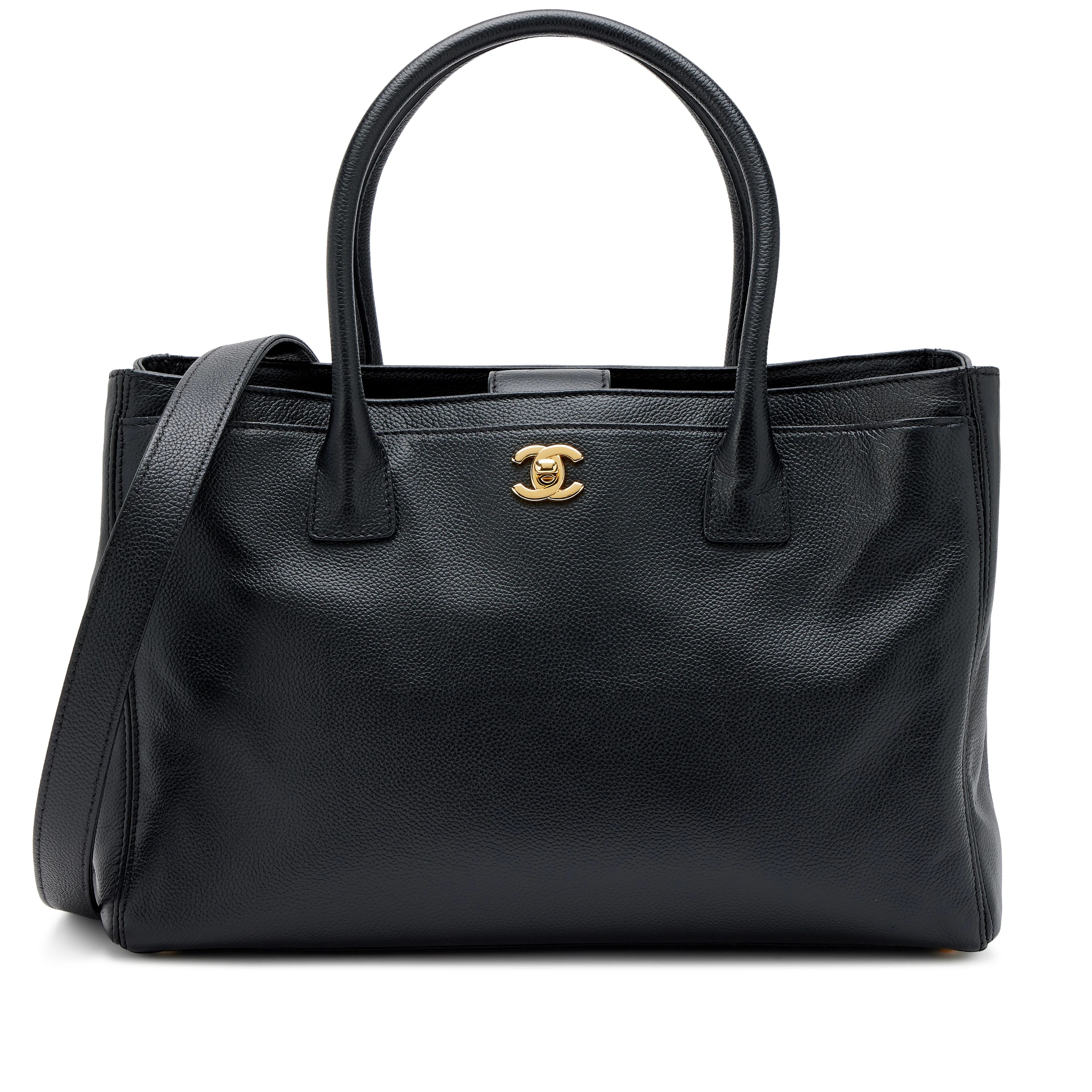 Black Calfskin Cerf Executive Shopper Tote Gold Hardware, 2011-2012
