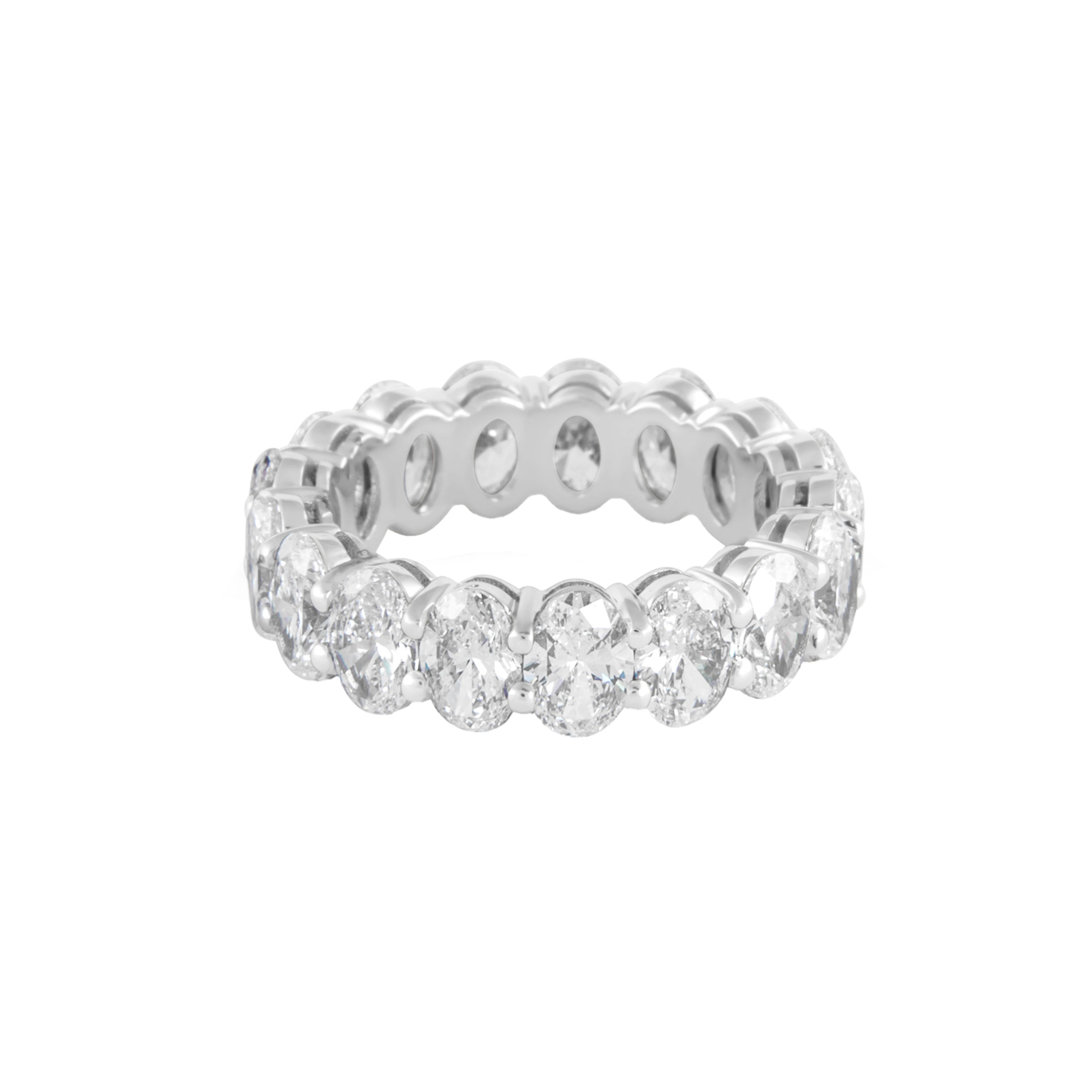 White Gold and 6.85ctw Oval Cut Diamond Eternity Band Ring