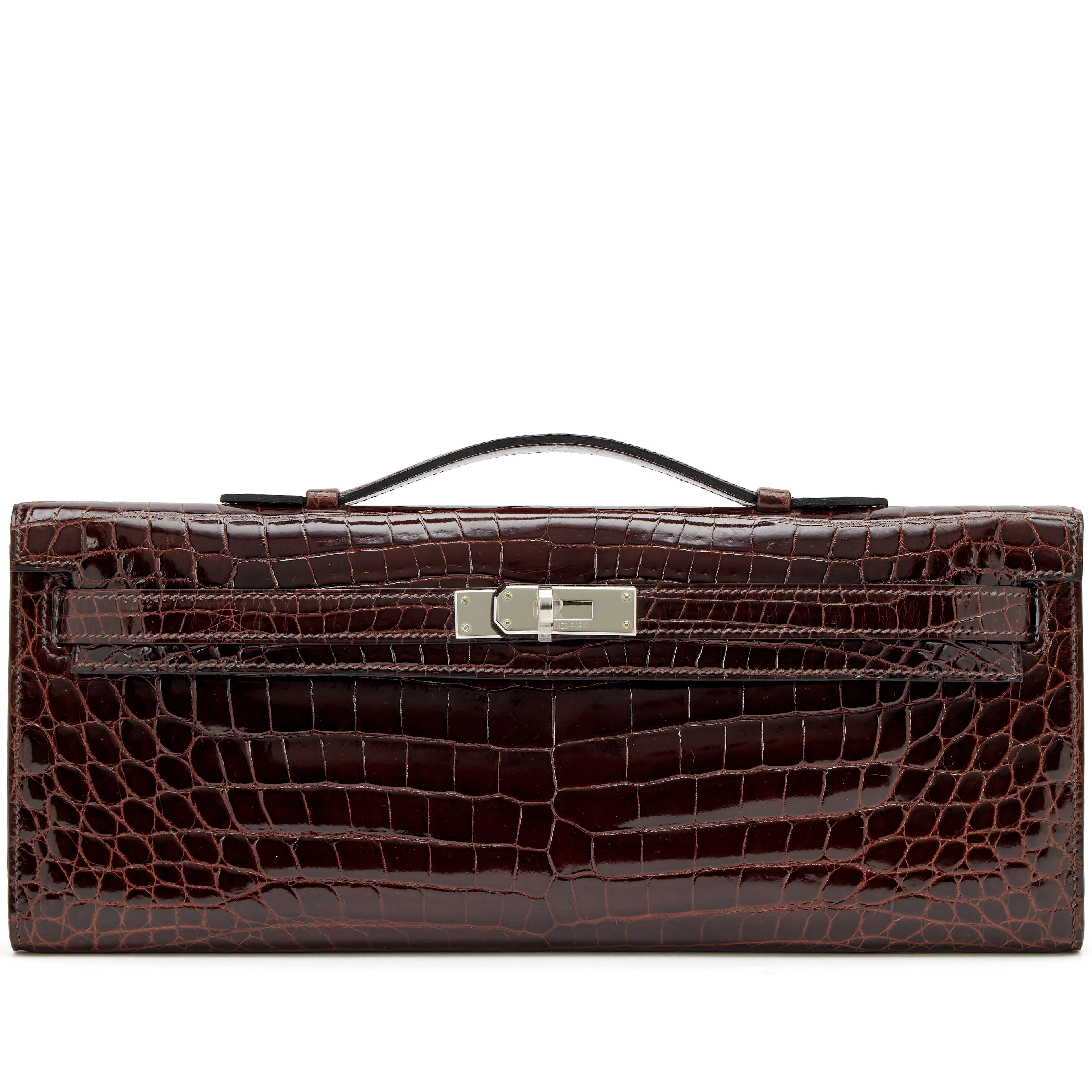 Havane Shiny Niloticus Crocodile Kelly Cut Pochette Palladium Hardware, 2011