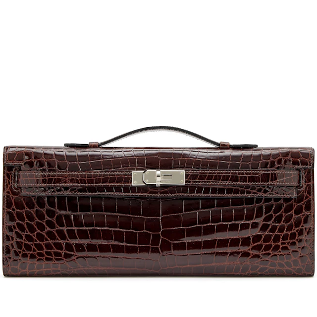 Havane Shiny Niloticus Crocodile Kelly Cut Pochette Palladium Hardware, 2011