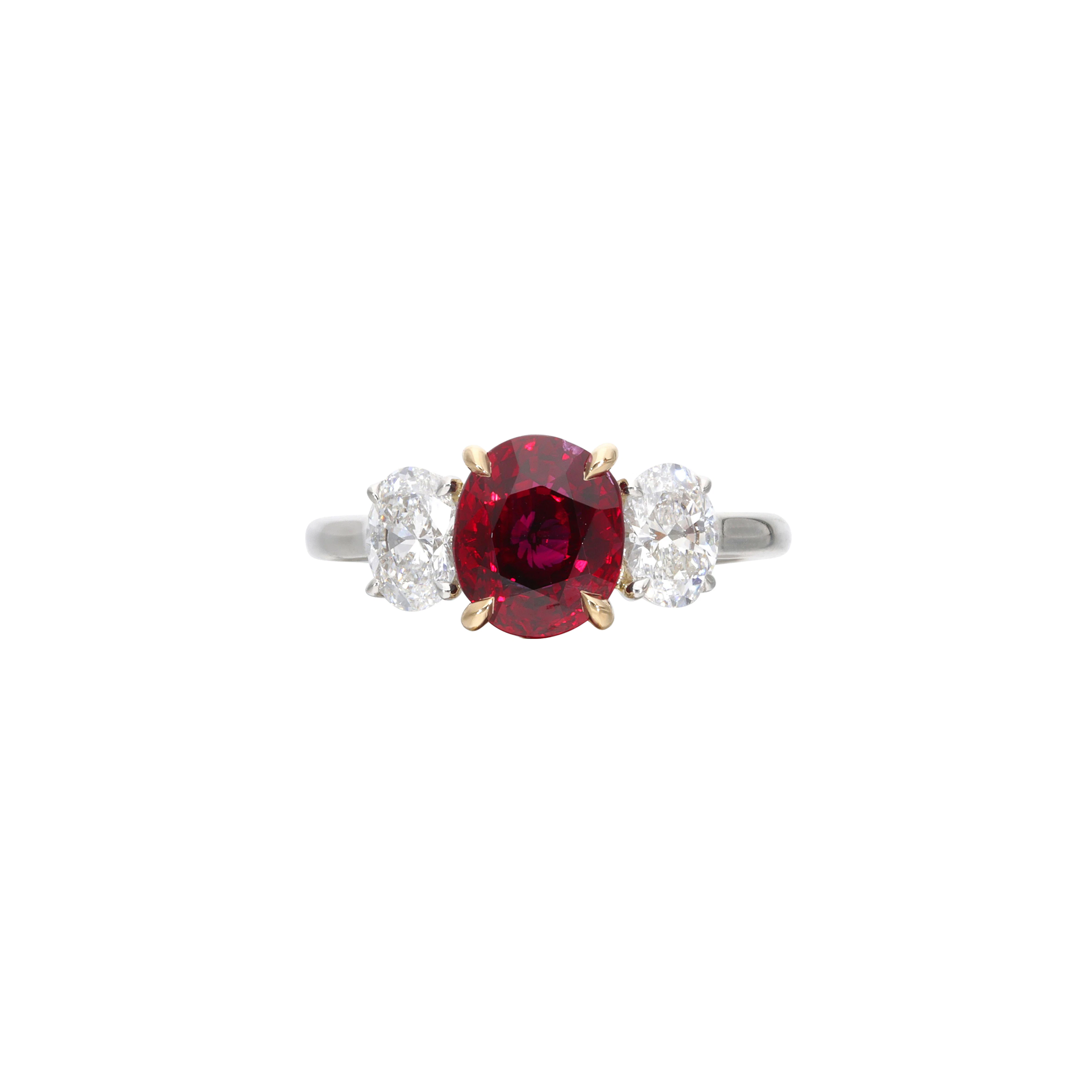 Platinum, Gold, 2.40ct Burmese Ruby and Diamond Ring