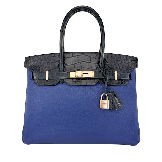 Bleu Marine Matte Mississipiensis Alligator and Bleu Saphir Novillo