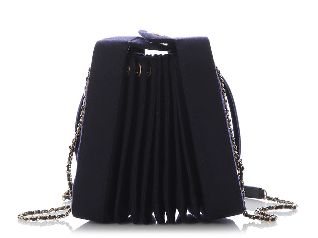 Navy Paris-Hamburg Accordion Bag Aged Gold Hardware, 2018