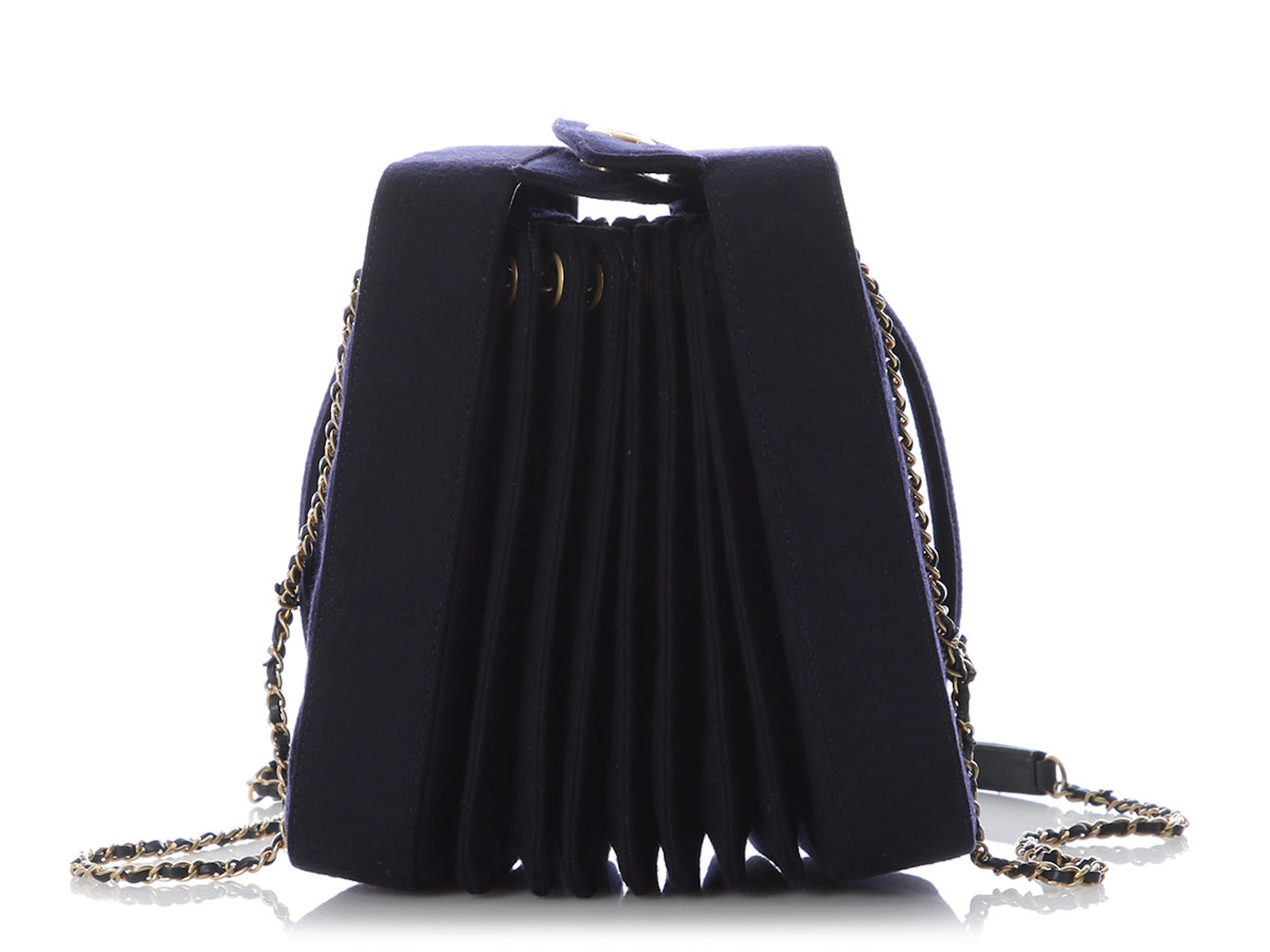 Navy Paris-Hamburg Accordion Bag Aged Gold Hardware, 2018