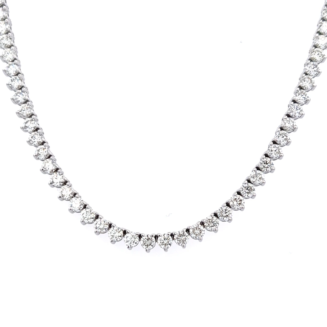 White Gold and 13.50ctw Round Brilliant Cut Diamond Tennis Necklace