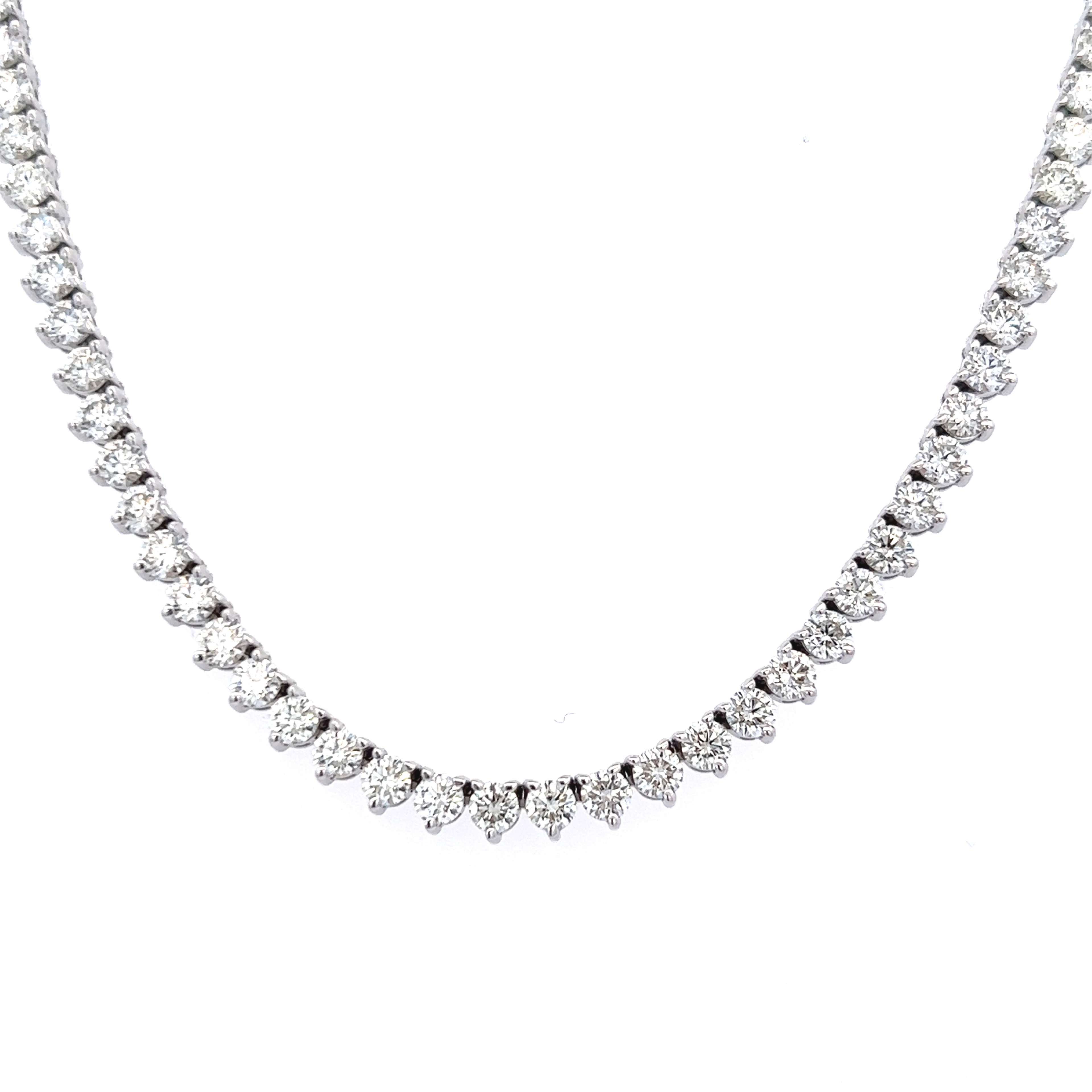 White Gold and 13.50ctw Round Brilliant Cut Diamond Tennis Necklace