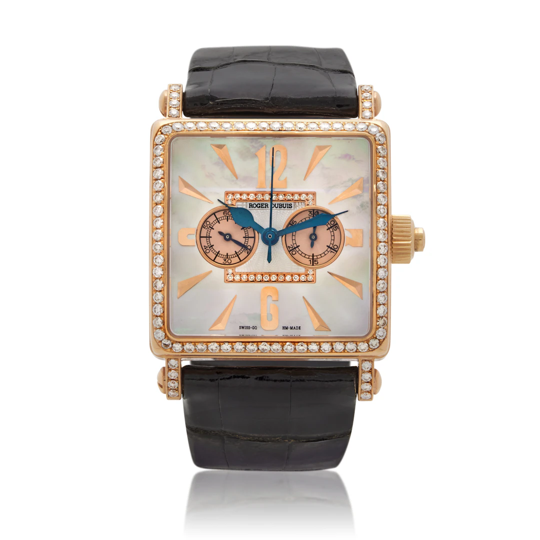 Golden Square (Reference G34 285-SD.57C). A 42mm rose gold diamond-set