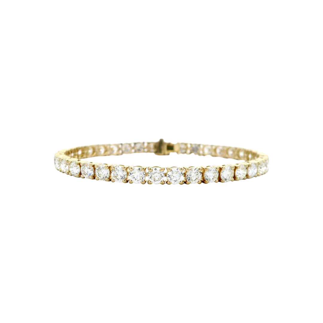 Gold and 11.40ctw Round Brilliant Cut Diamond Tennis Bracelet