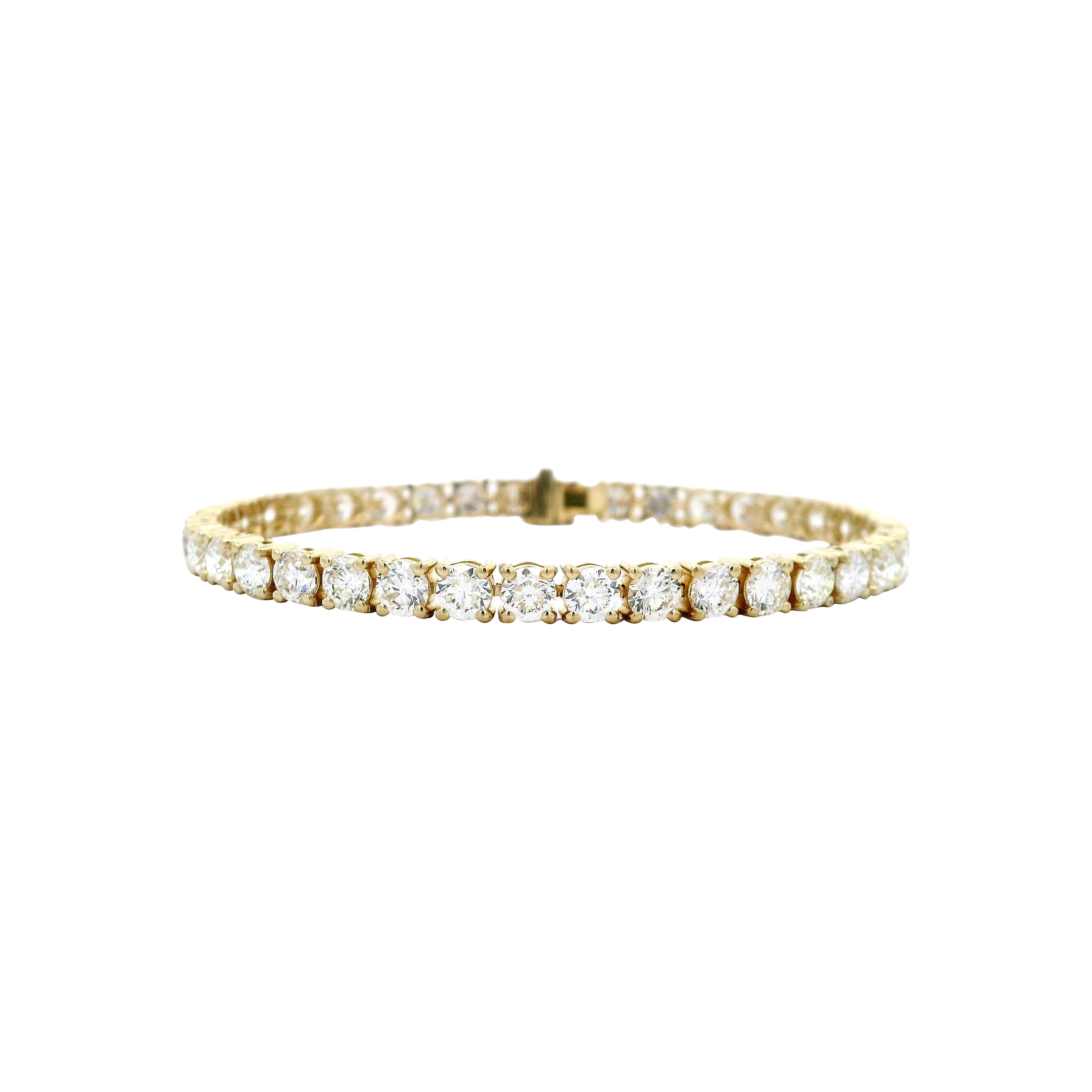 Gold and 11.40ctw Round Brilliant Cut Diamond Tennis Bracelet