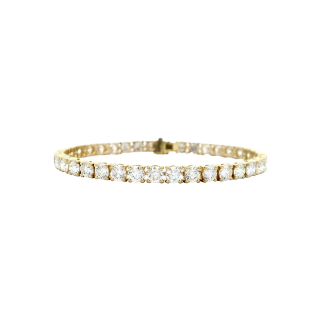 Gold and 11.40ctw Round Brilliant Cut Diamond Tennis Bracelet