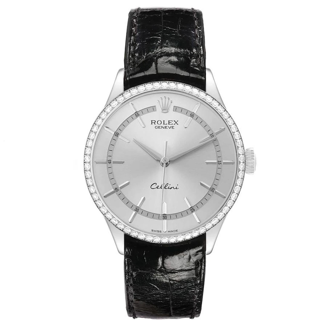 Cellini (Reference 50709). A 39mm white gold diamond-set automatic wristwatch.