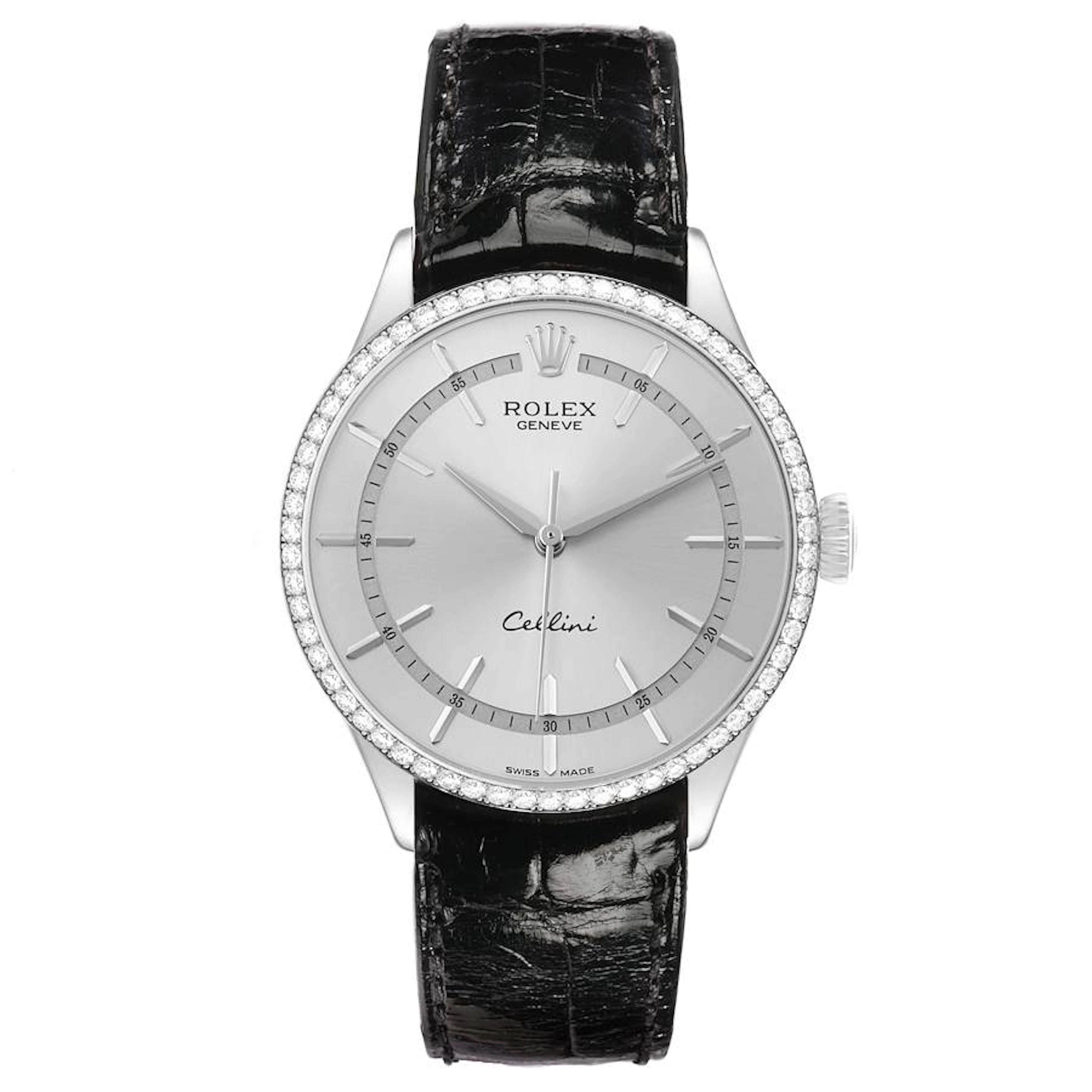 Cellini (Reference 50709). A 39mm white gold diamond-set automatic wristwatch.
