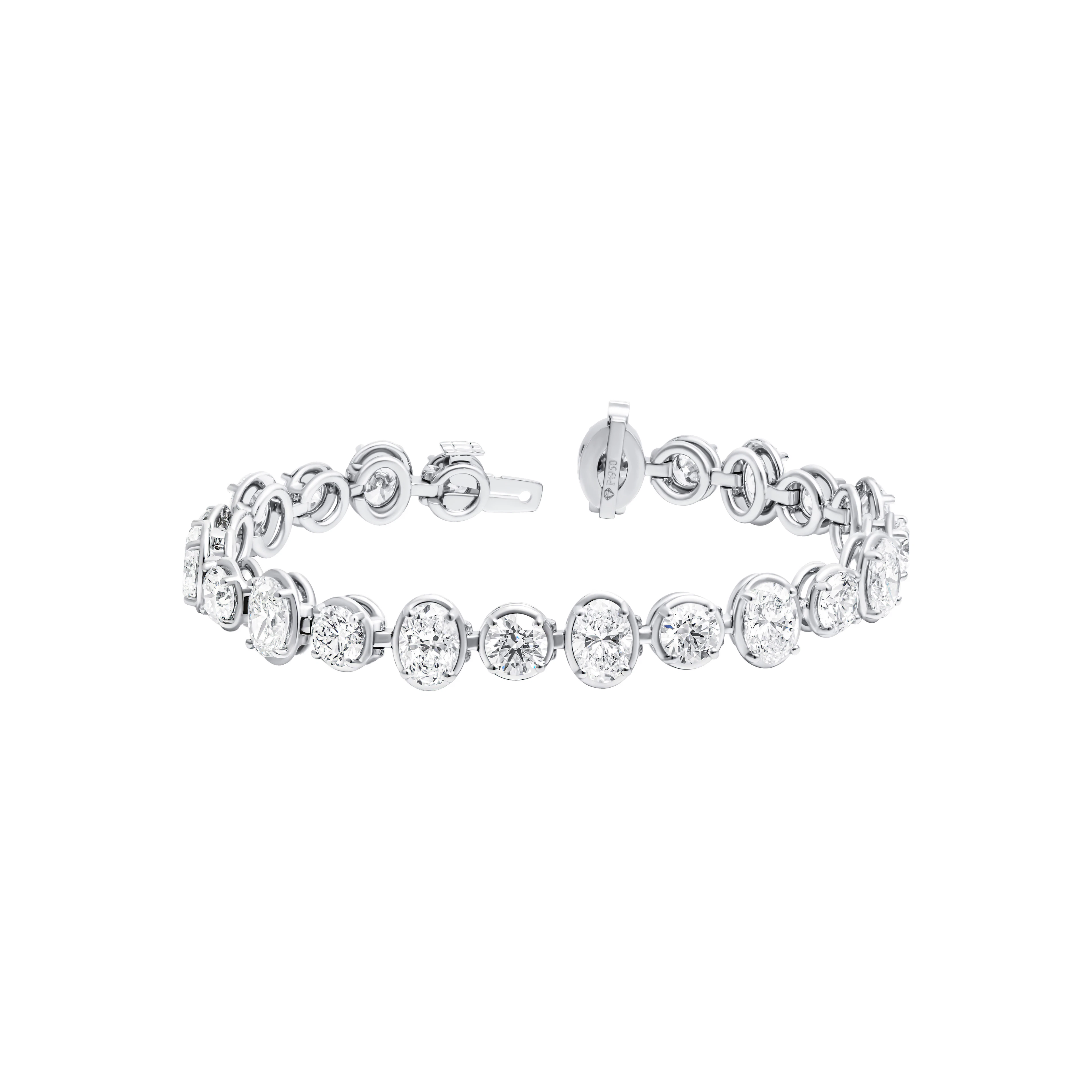Platinum and 13.26ctw Oval and Round Brilliant Cut Diamond Tennis Bracelet