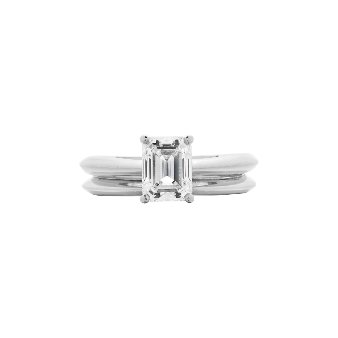Platinum and 1.06ct Emerald Cut Diamond Engagement Ring