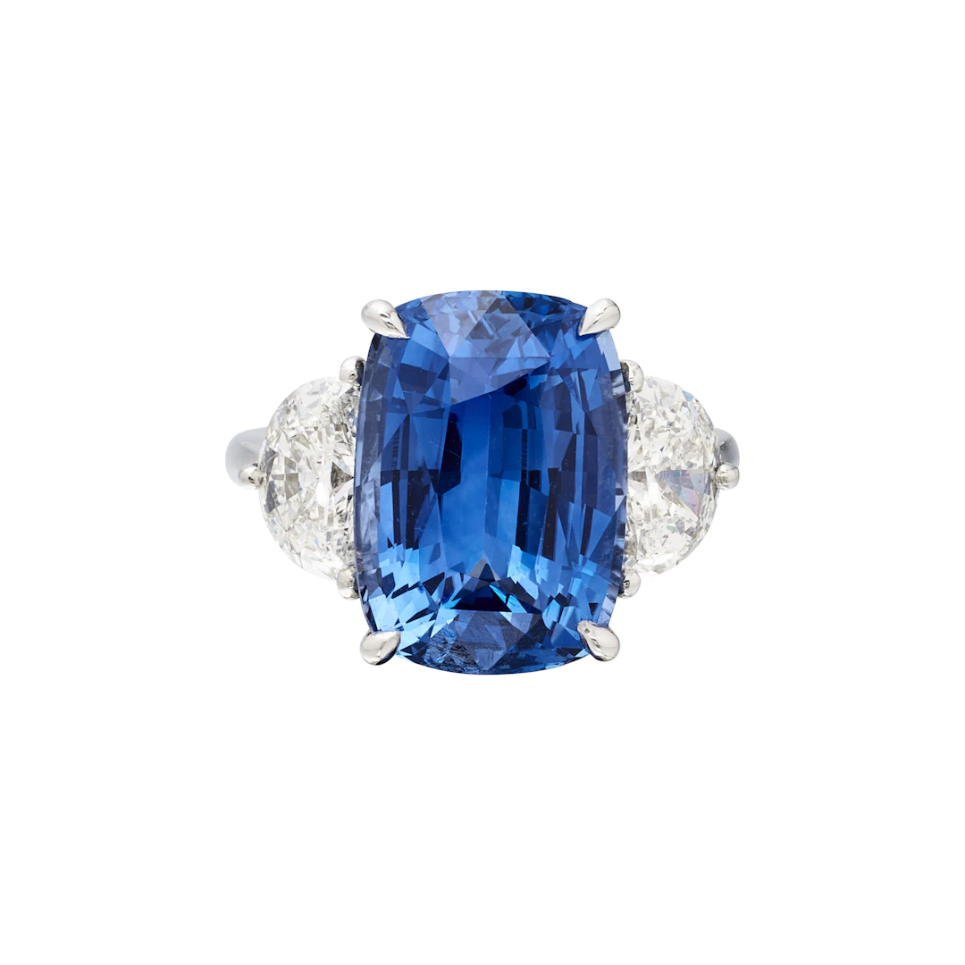 Platinum, 9.56ct Ceylon Sapphire and Diamond Ring