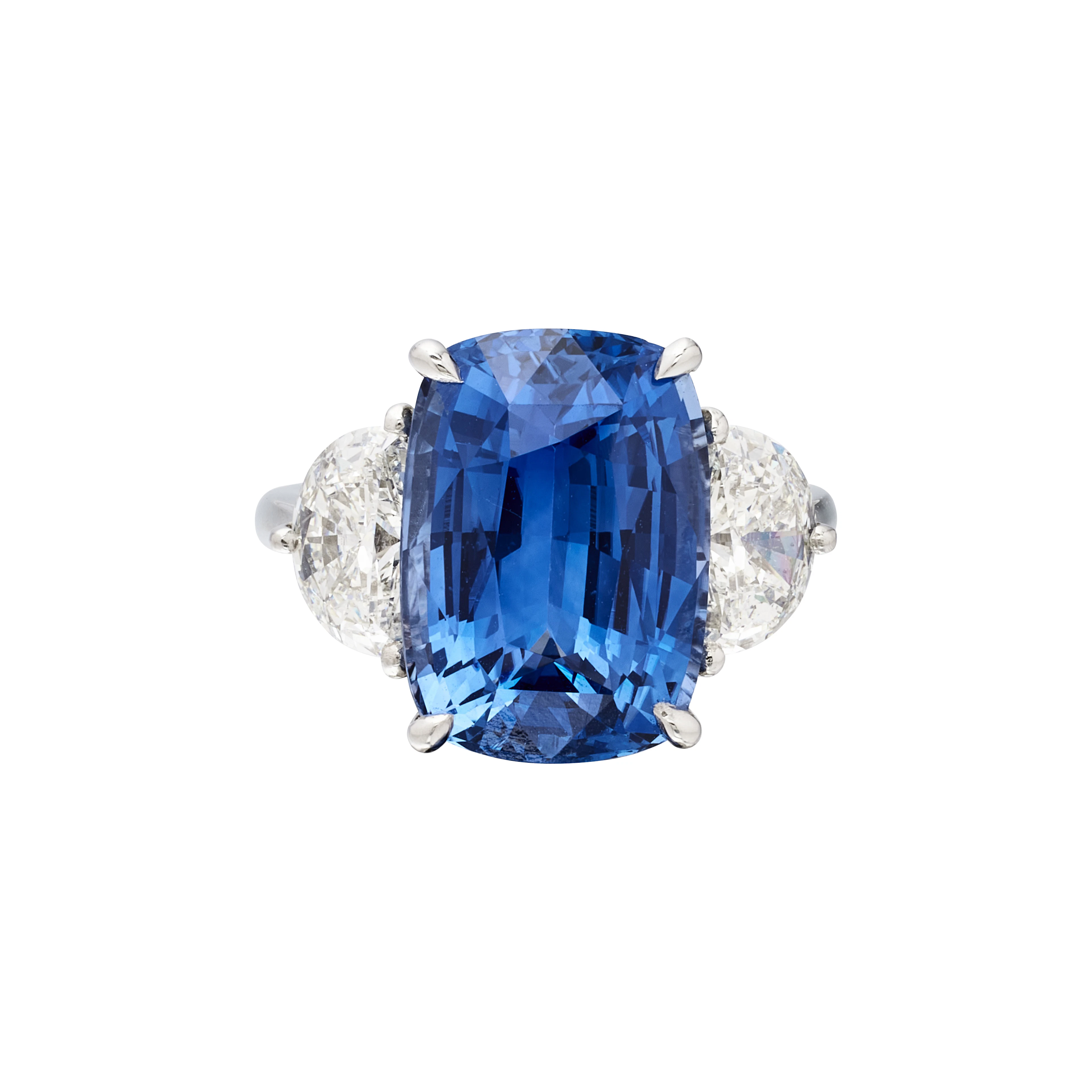Platinum, 9.56ct Ceylon Sapphire and Diamond Ring