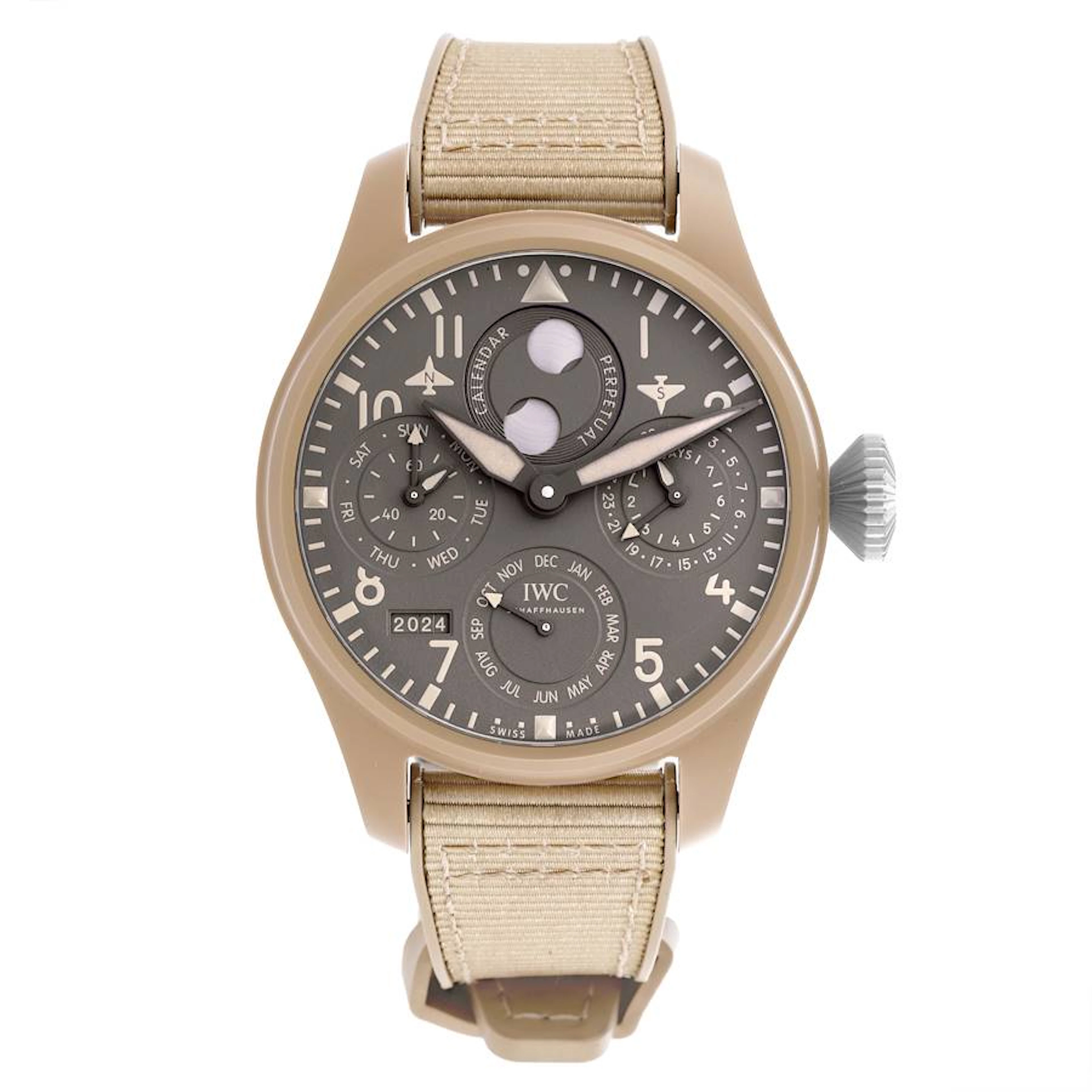 Pilot (Reference IW503004). A 46.2mm mojave desert ceramic automatic