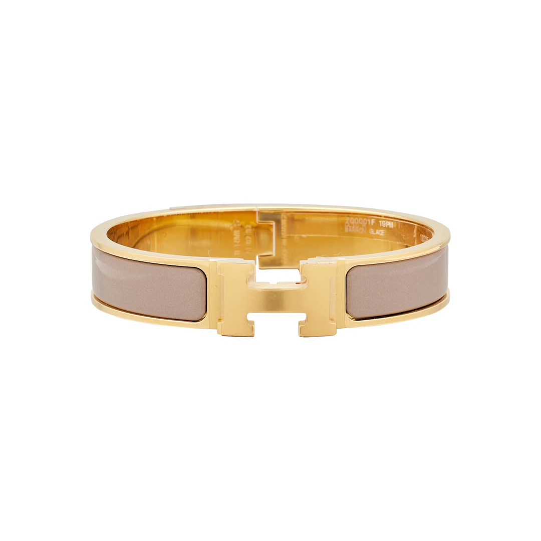 Marron Glace Enamel Clic Clac H Bracelet PM Gold Hardware