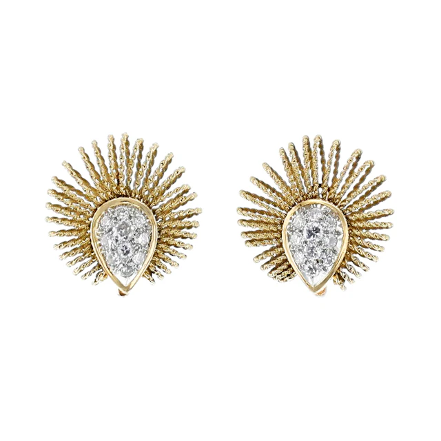 Vintage Gold and Diamond Earclips