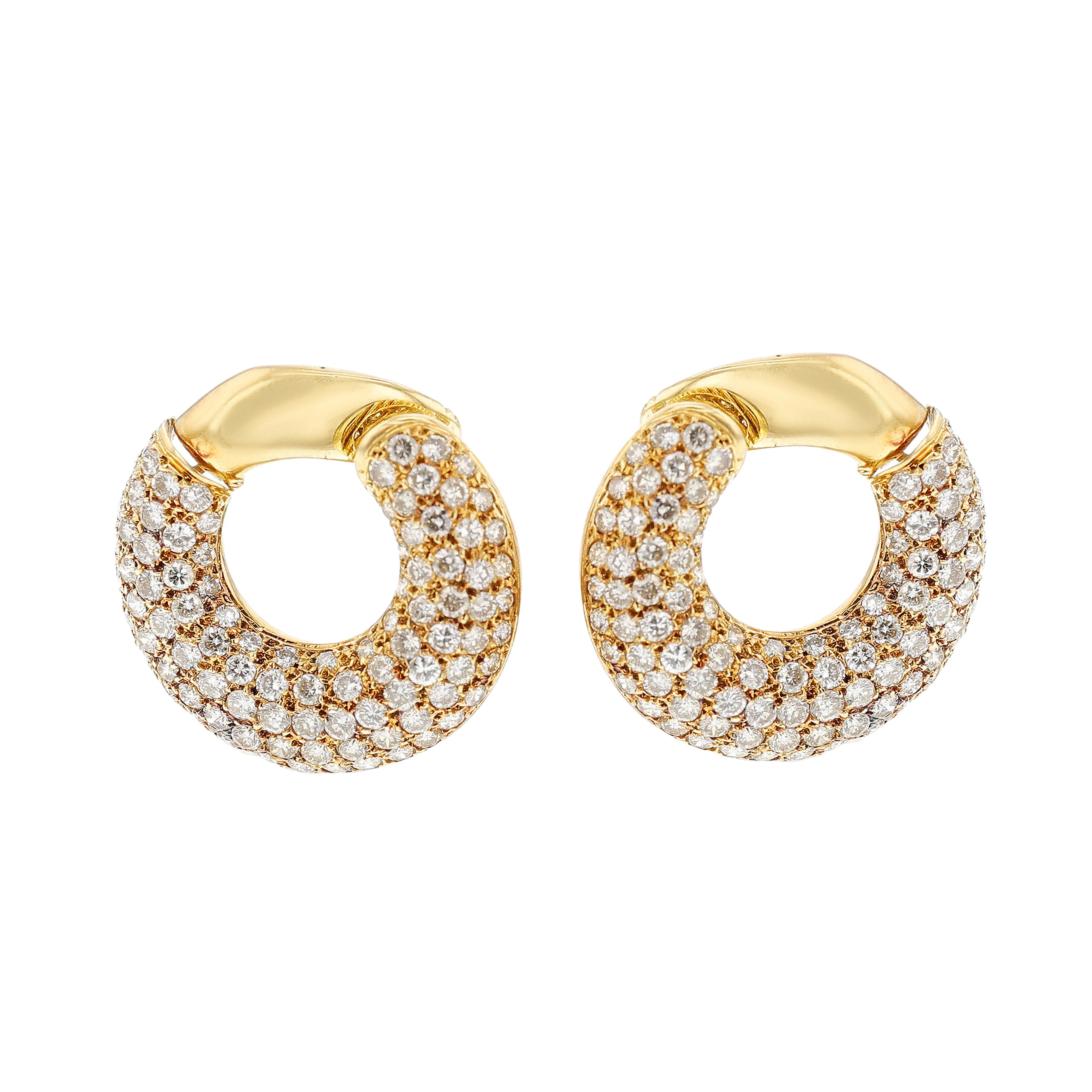 Gold and Diamond Hoop Earclips