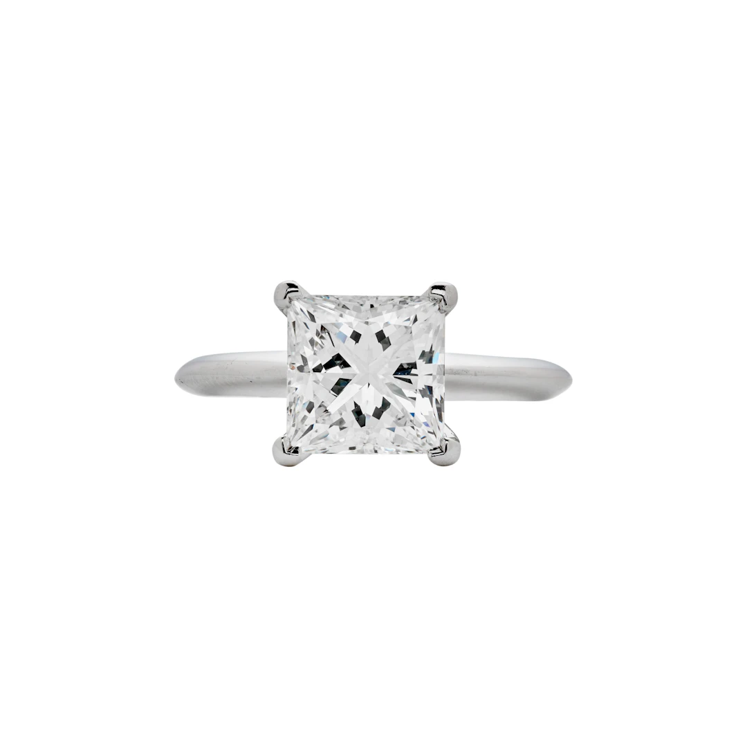 Platinum and 2.02ct Princess Cut Diamond Engagement Ring