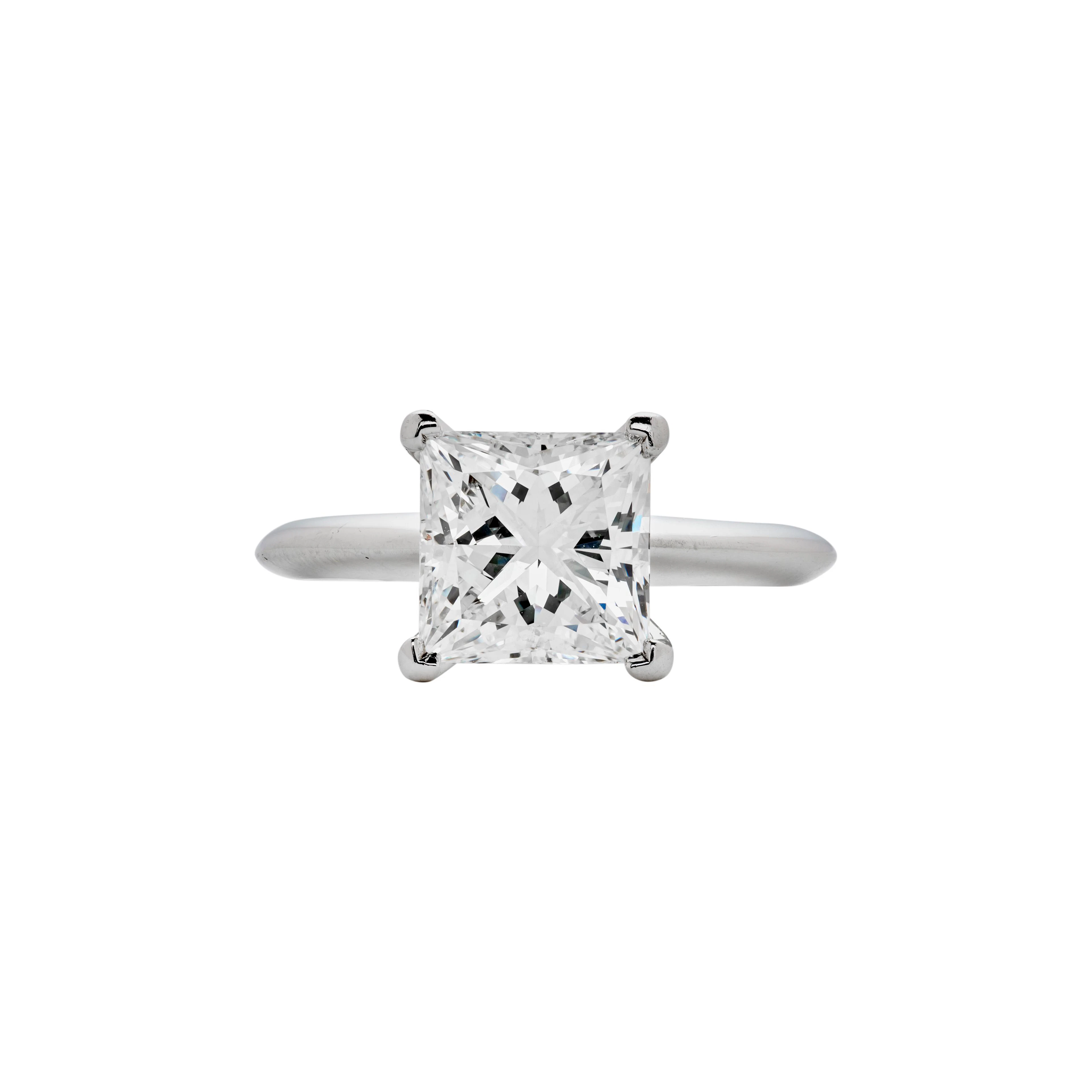 Platinum and 2.02ct Princess Cut Diamond Engagement Ring