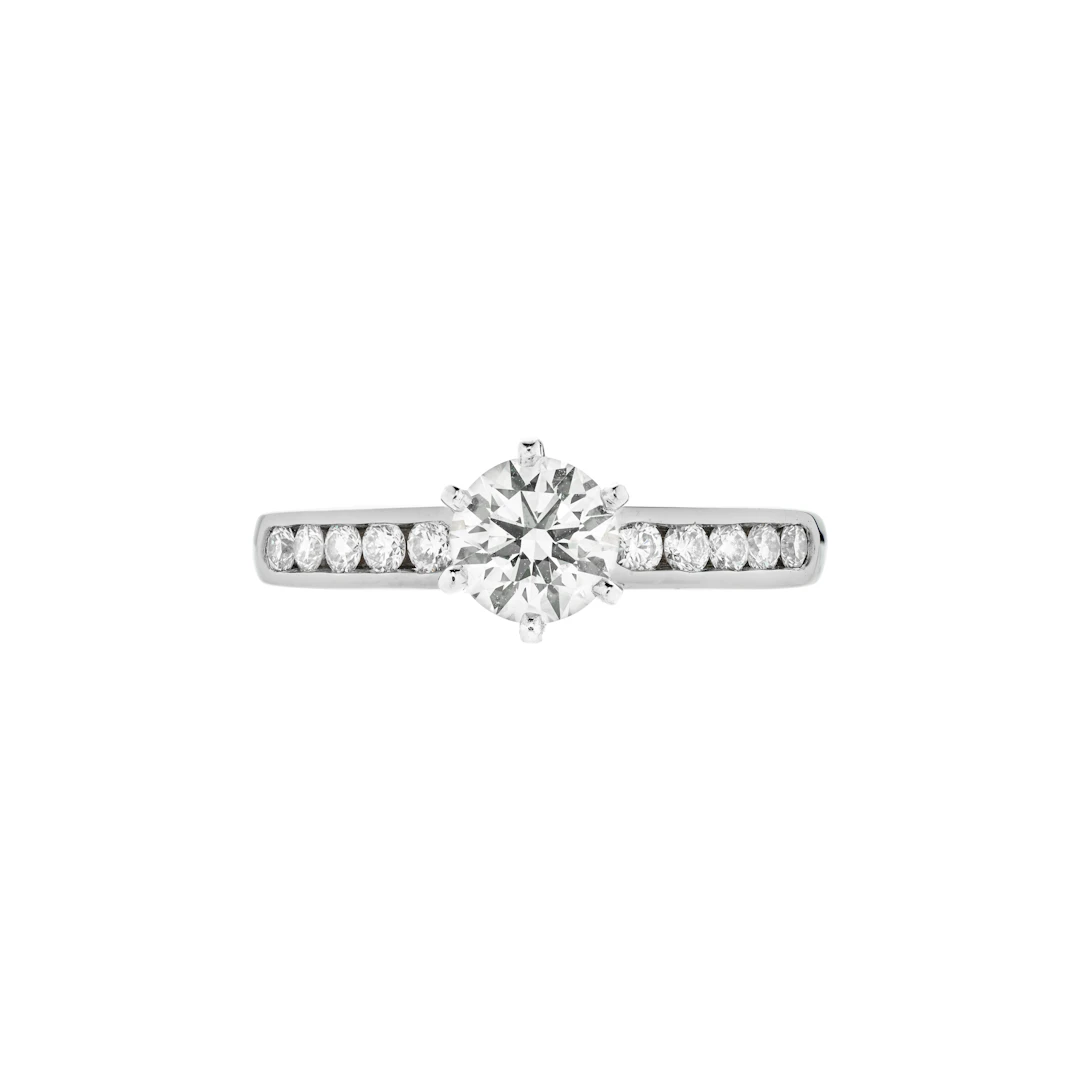 Platinum and 0.94ct Round Brilliant Cut Diamond Engagement Ring