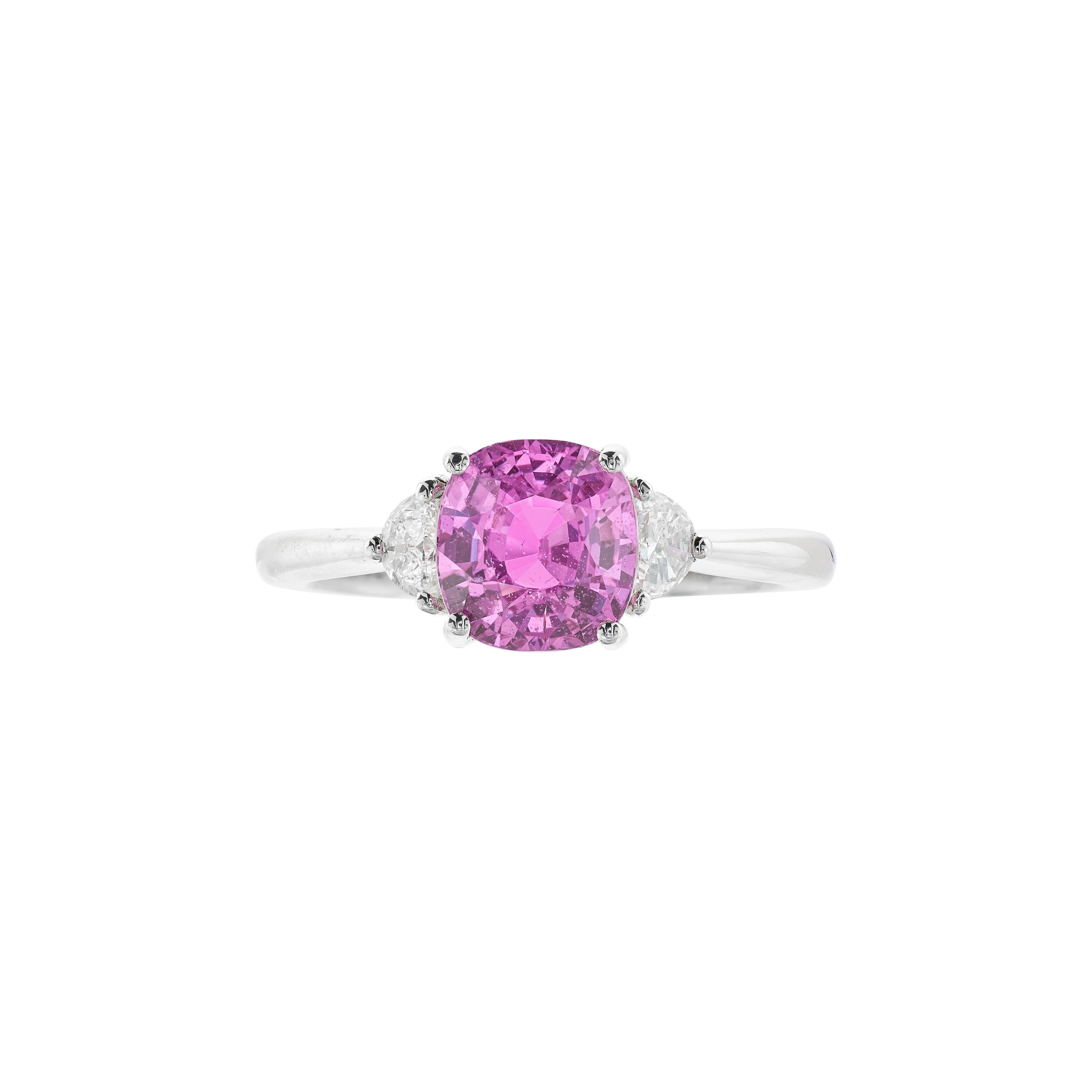 White Gold, 2.32ct Madagascar Pink Sapphire and Diamond Ring