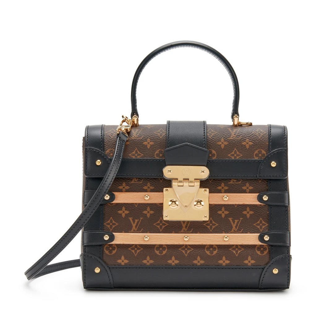 Brown Mini Monogram Coated Canvas, Wood and Black Leather Trianon
