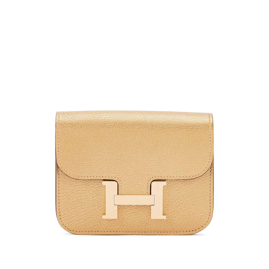 Doré Chèvre Chamkilight Constance Slim Wallet Permabrass Hardware, 2025