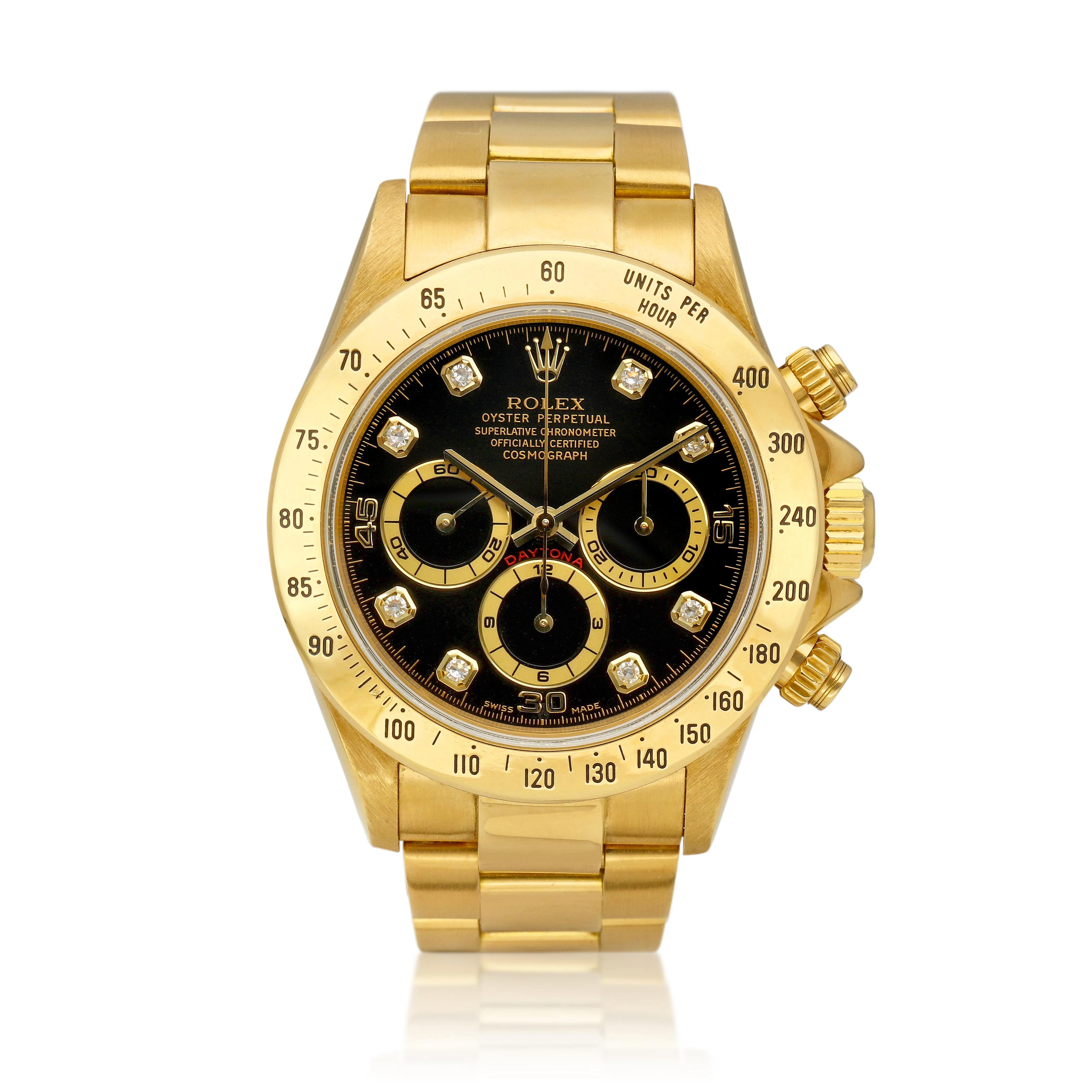 Cosmograph Daytona (Reference 16528). A 40mm yellow gold diamond-set