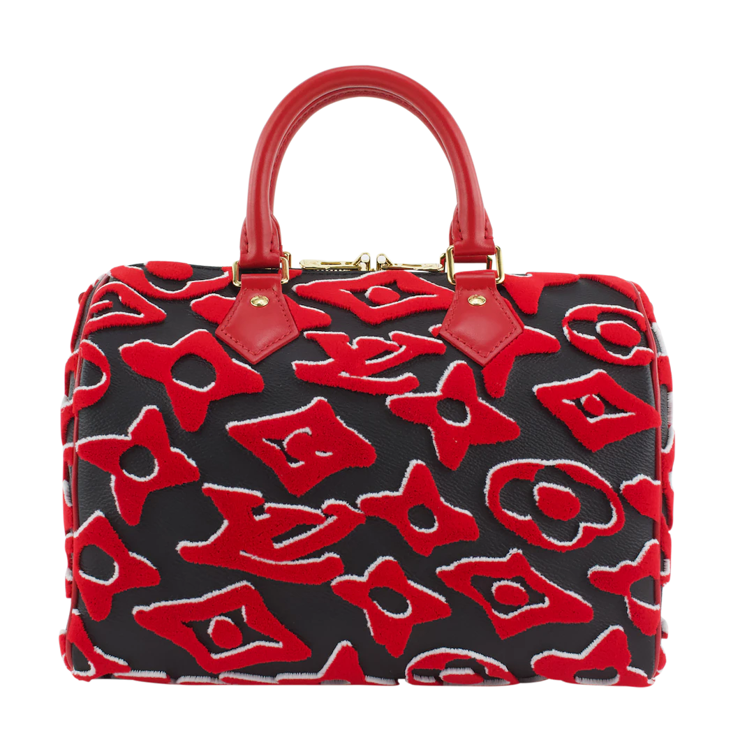 Black and Red Tufted Monogram Canvas Speedy Bandoulière 25 and Strap