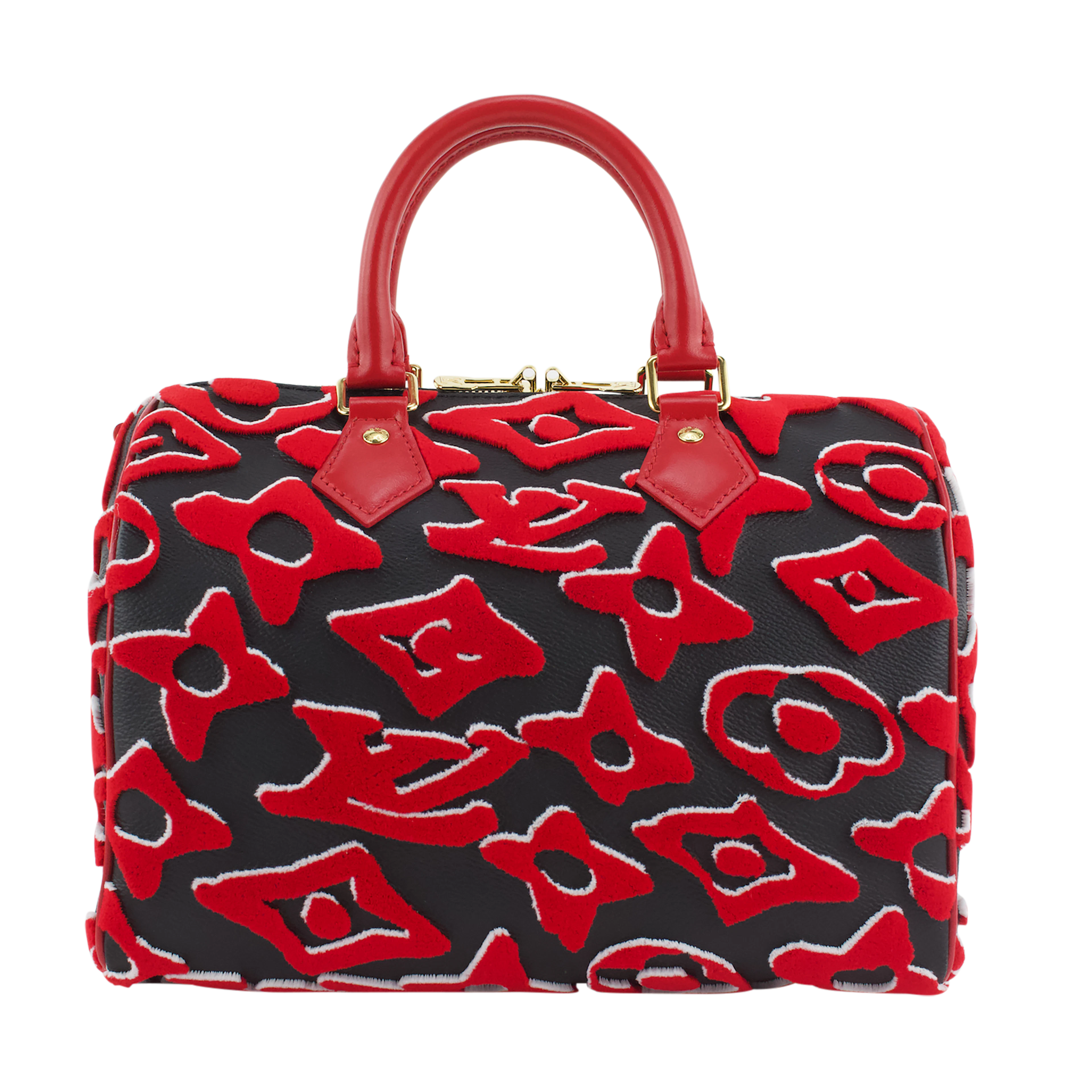 Black and Red Tufted Monogram Canvas Speedy Bandoulière 25 and Strap
