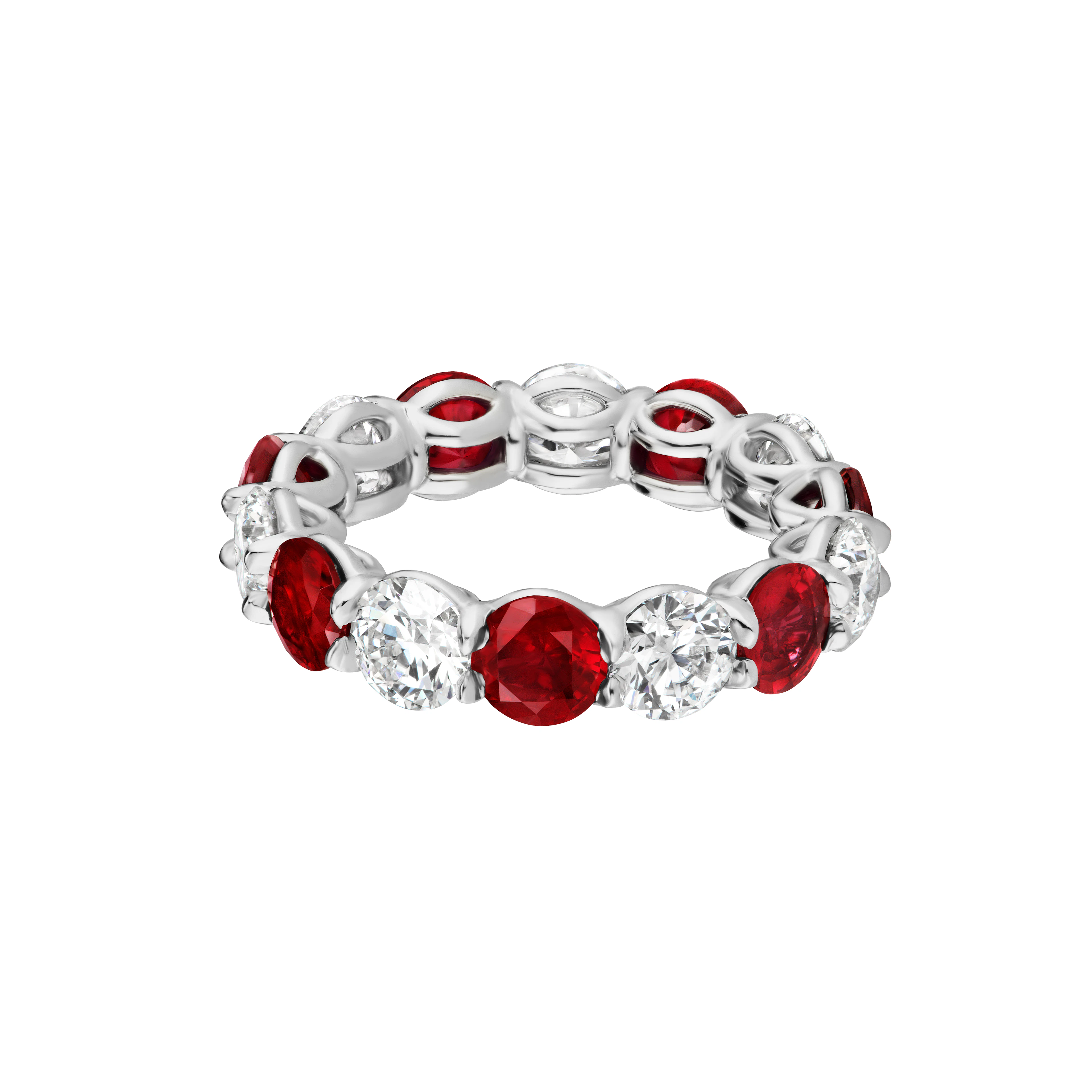 Platinum, 3.90ctw Ruby and 3.50ctw Round Brilliant Cut Diamond Eternity