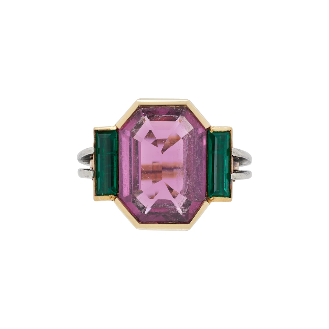 Gold, White Gold, 7.20ct Spinel and Emerald Ring