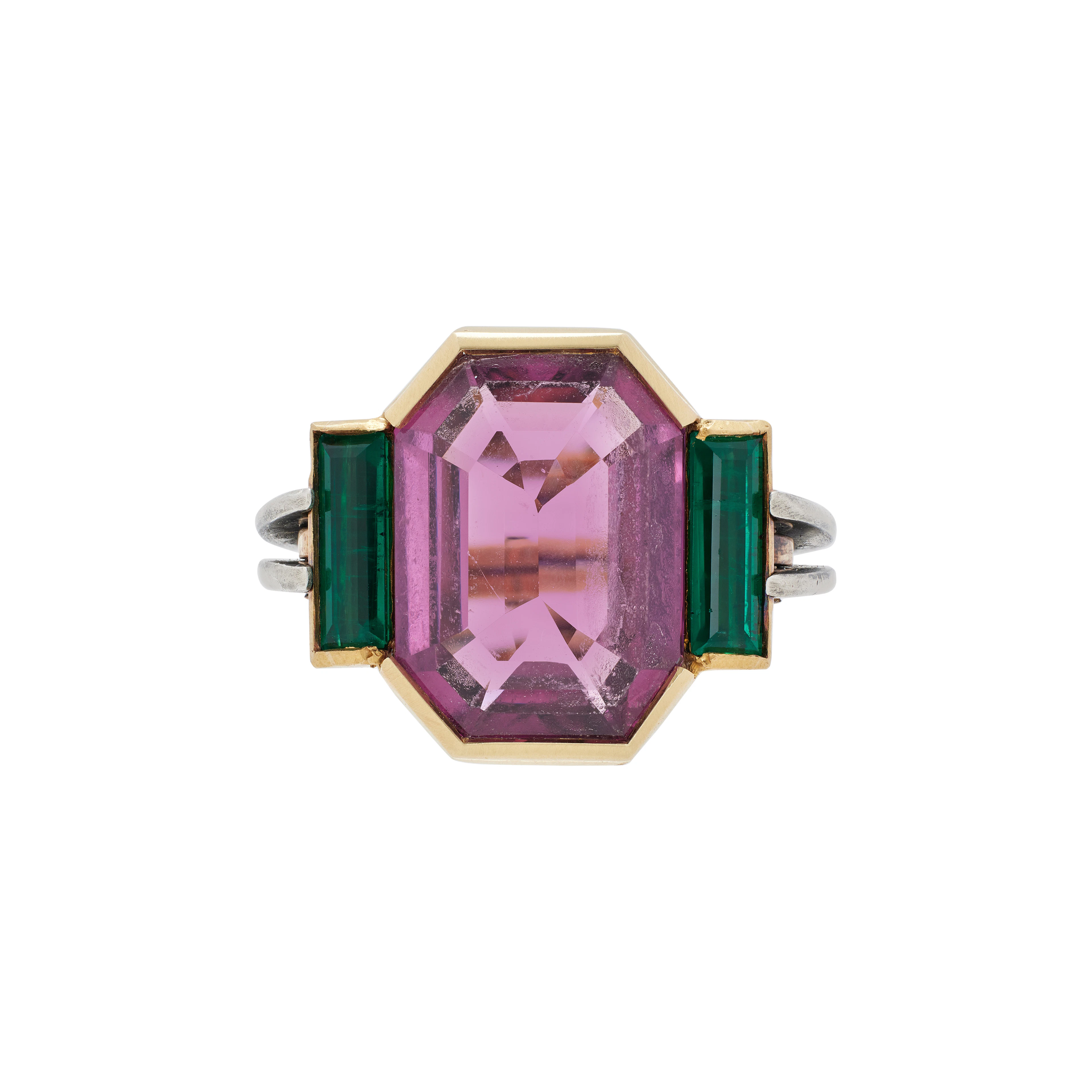 Gold, White Gold, 7.20ct Spinel and Emerald Ring