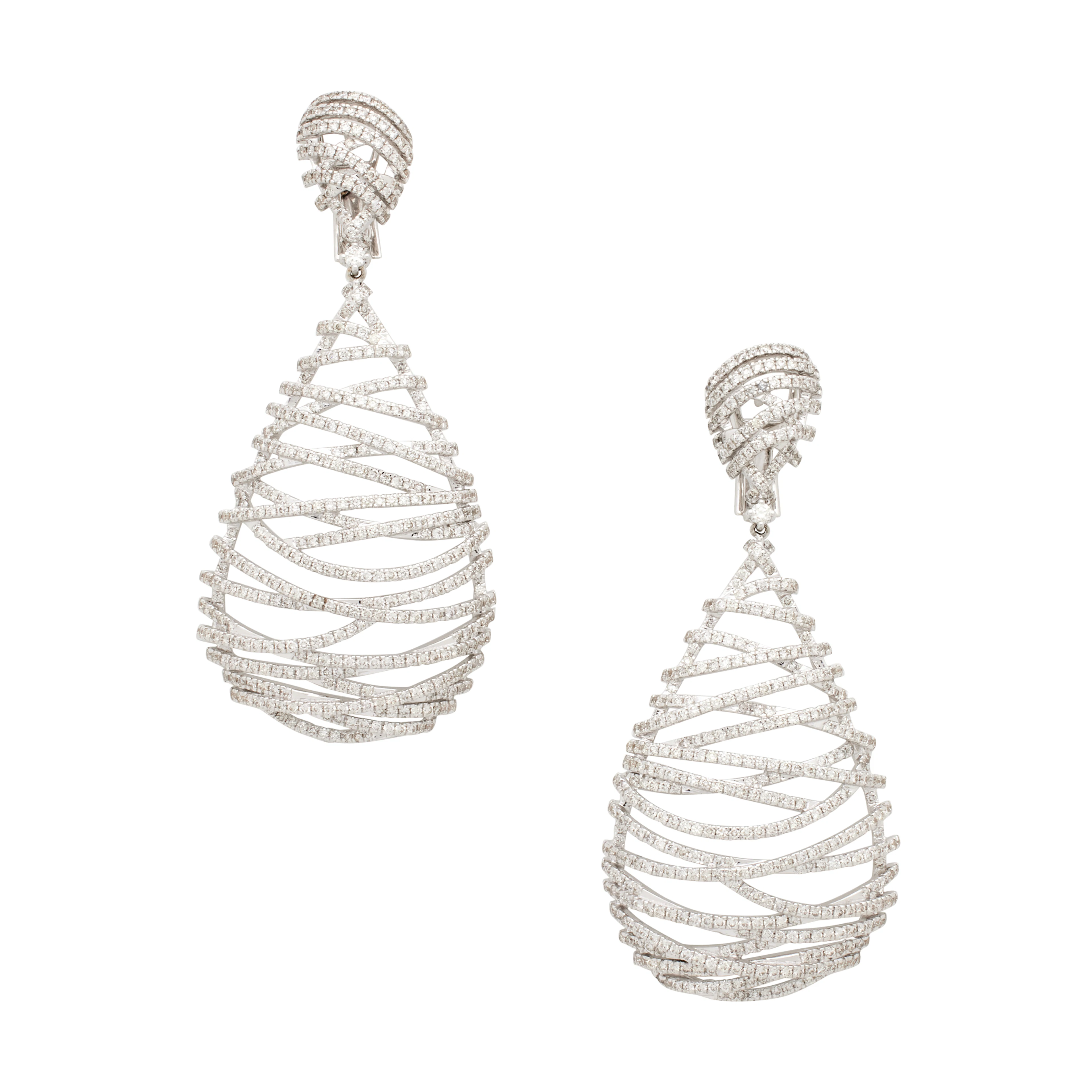 White Gold and 4.50ctw Diamond Drop Earrings