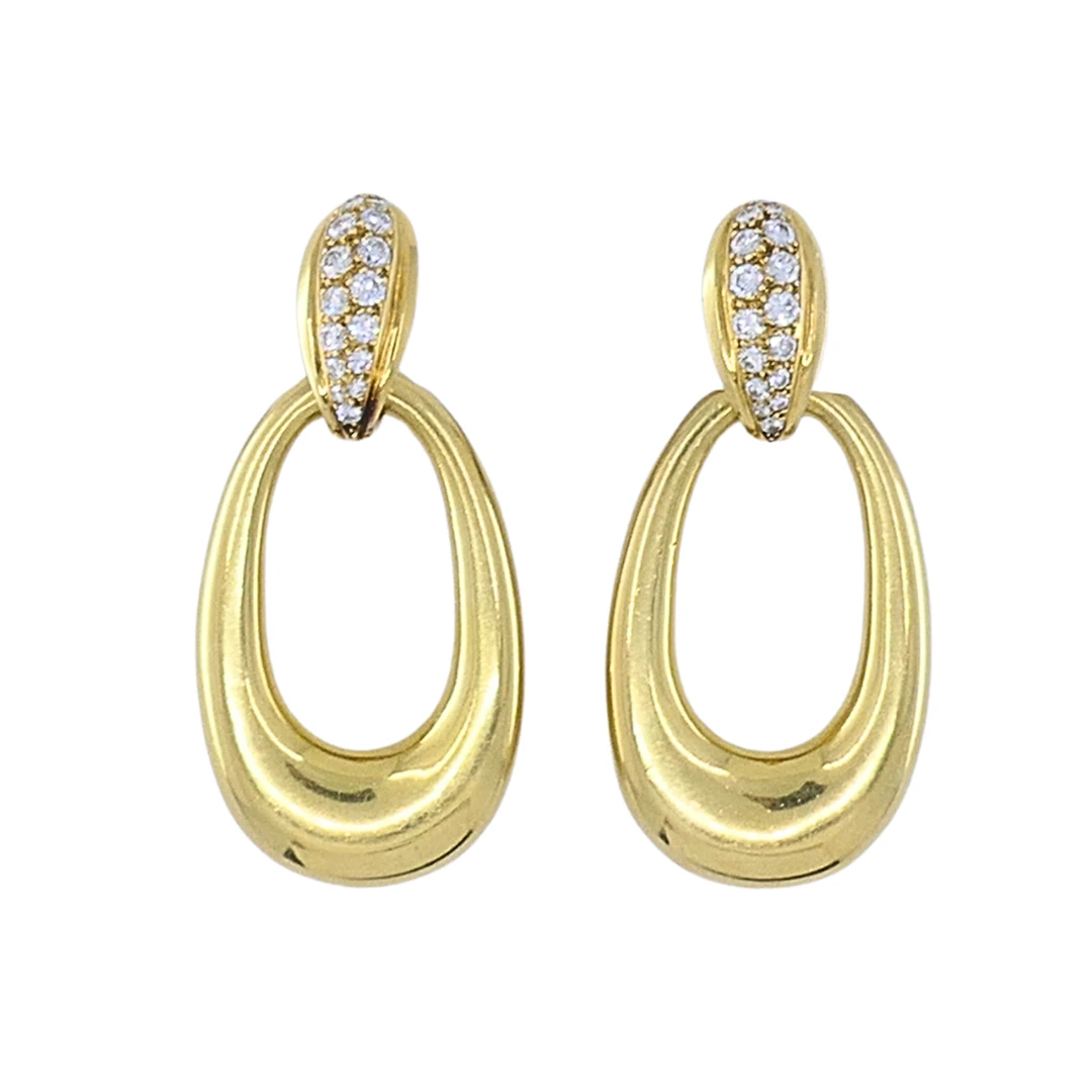 Vintage Gold, Chrysoprase and Diamond Interchangeable Door Knocker Earclips