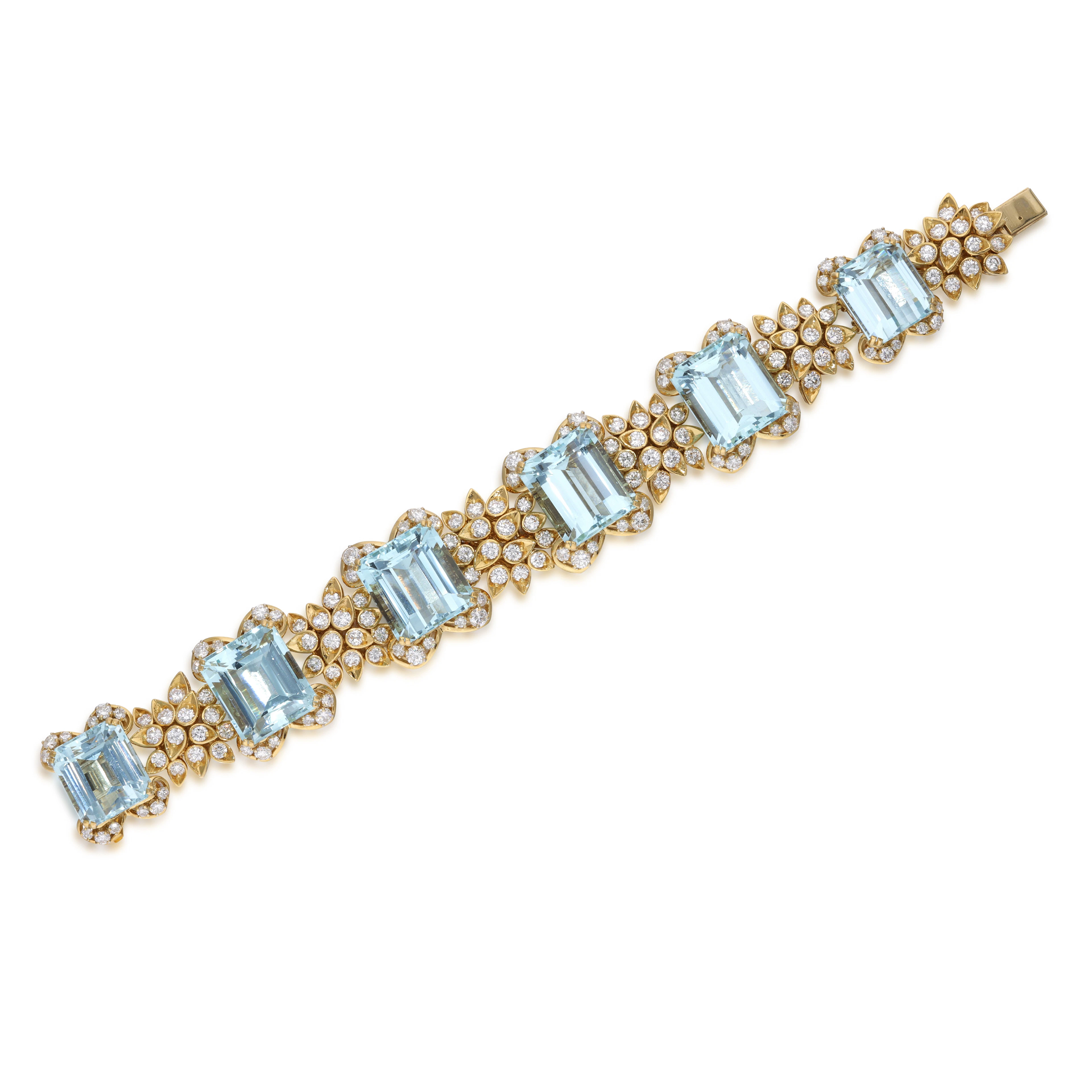 Gold, Aquamarine and Diamond Bracelet