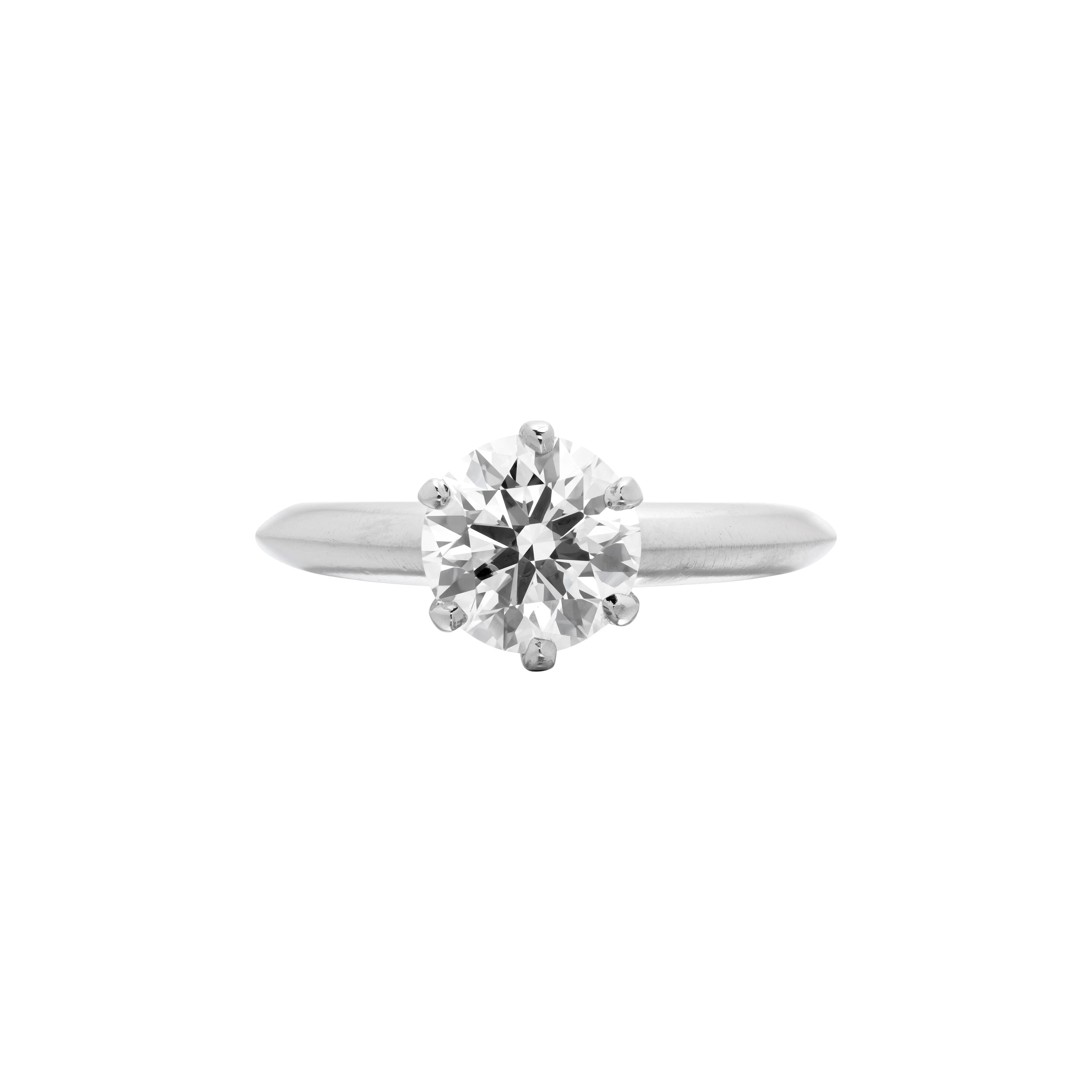 Platinum and 1.26ct Round Brilliant Cut Diamond Engagement Ring