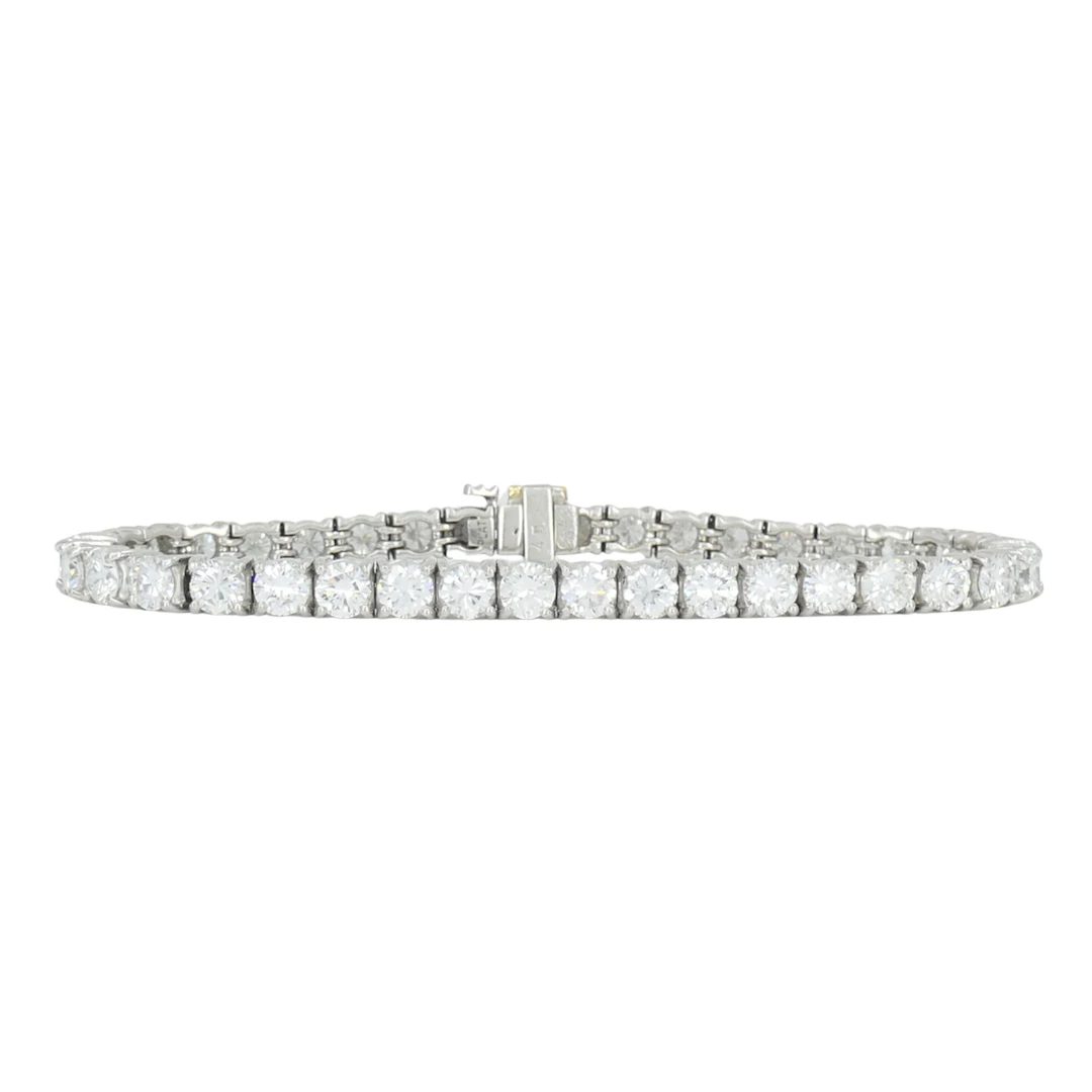 Platinum and 10.00ctw Round Brilliant Cut Diamond Tennis Bracelet
