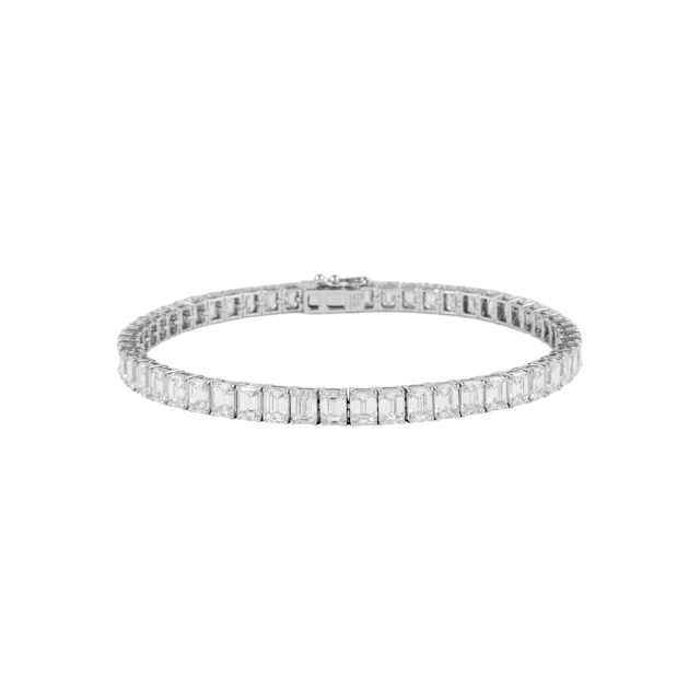 White Gold and 12.70ctw Emerald Cut Diamond Tennis Bracelet