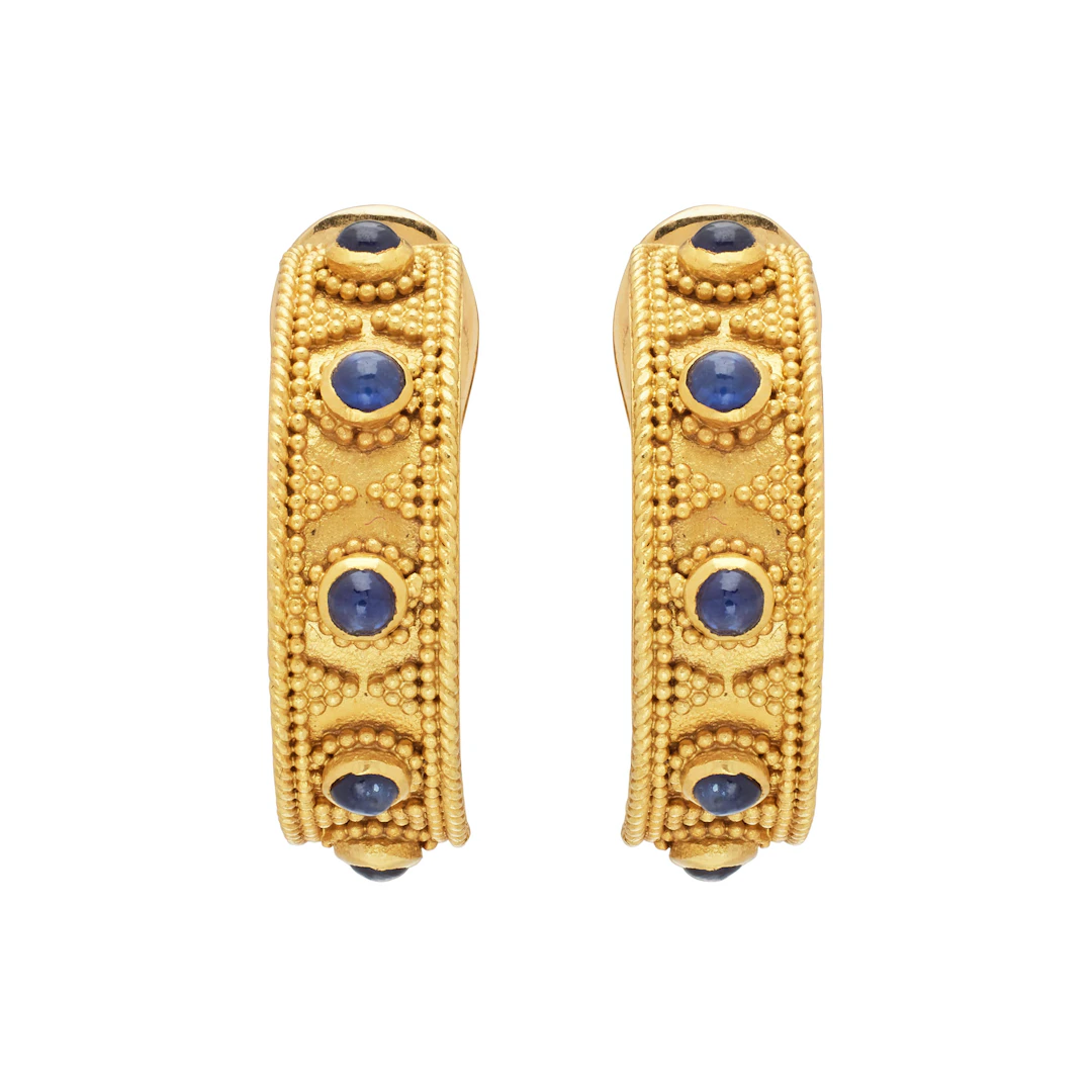 Gold and Sapphire Earclips