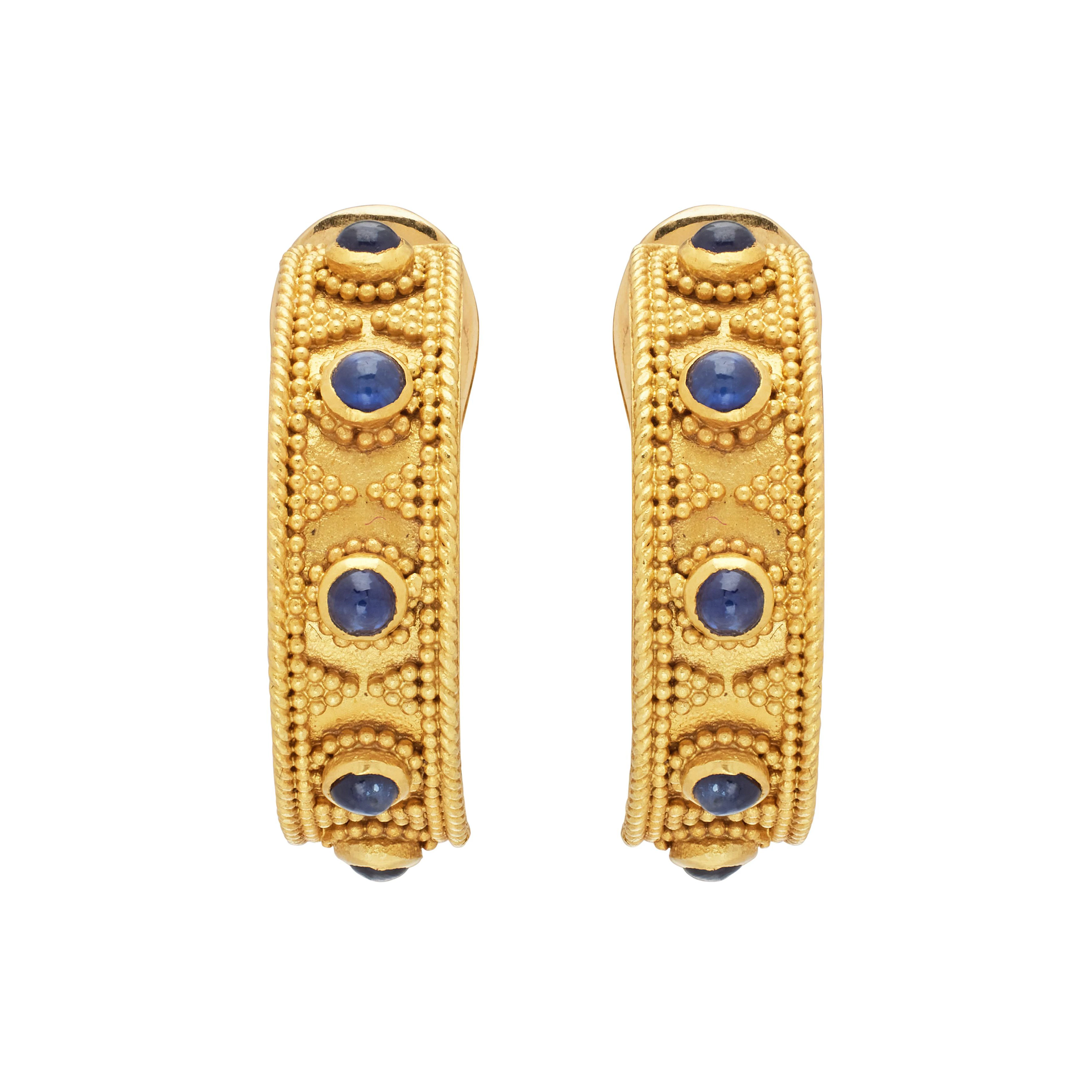 Gold and Sapphire Earclips