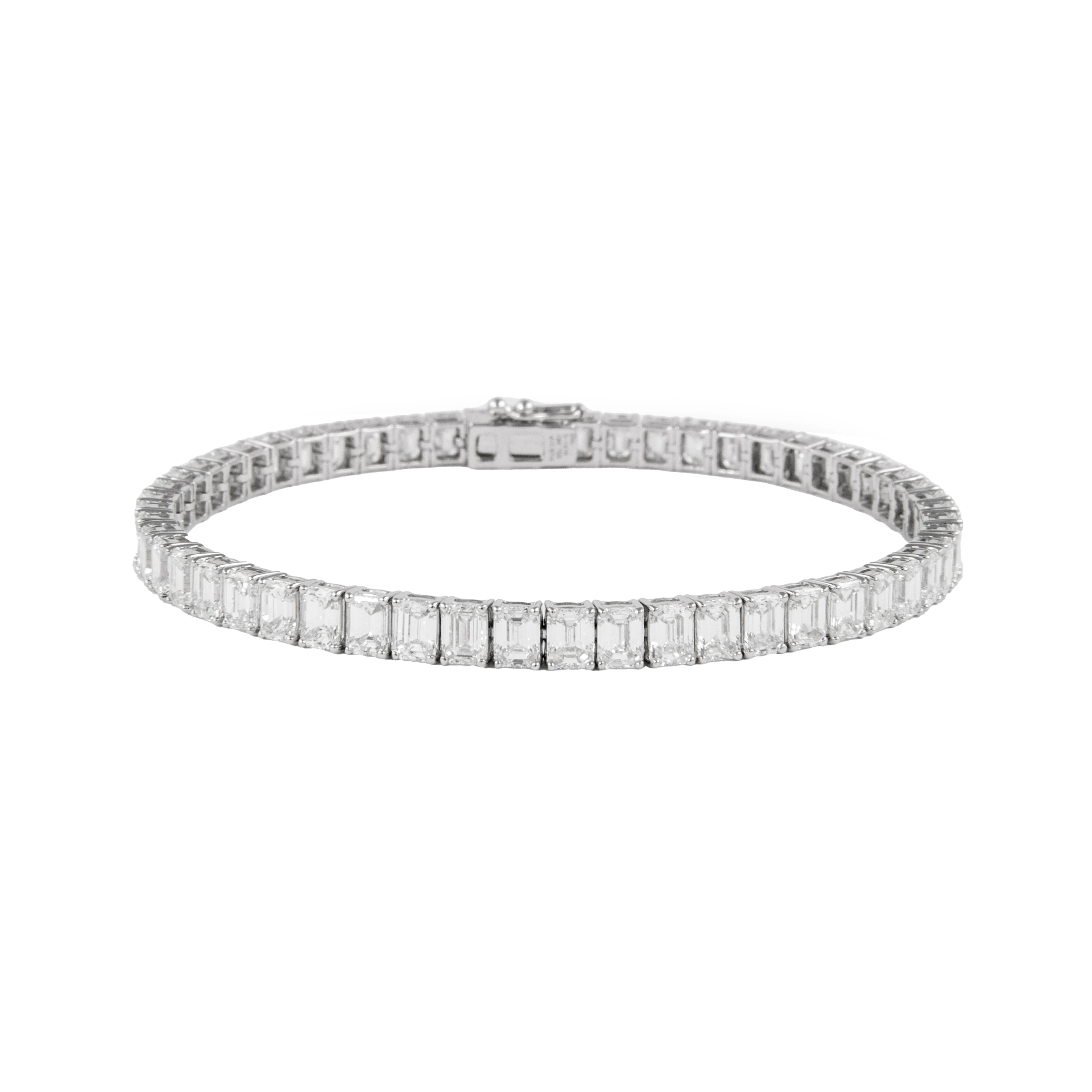 White Gold and 12.65ctw Emerald Cut Diamond Tennis Bracelet